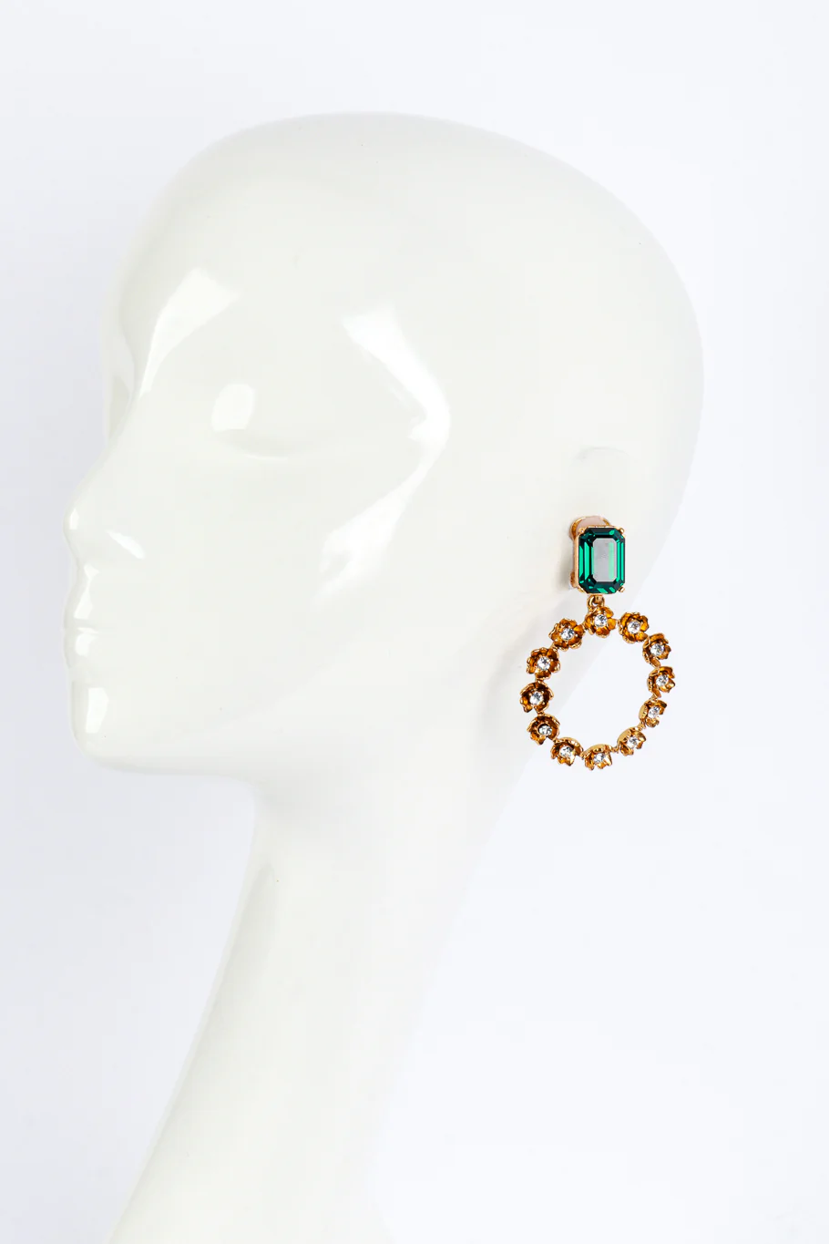 Jeweled Flower Hoop Drop Earrings - Image 2