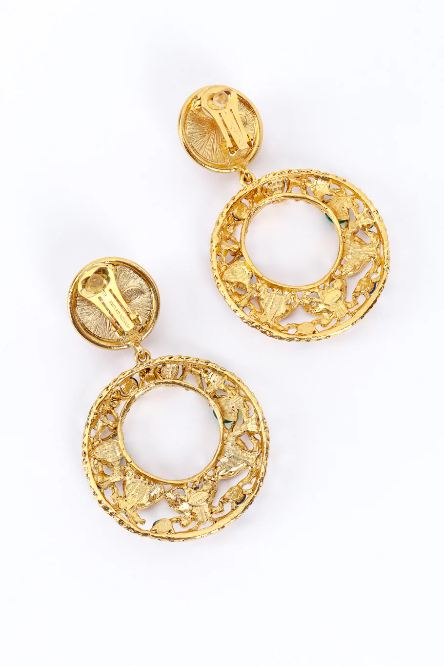 Jeweled Gripoix Hoop Drop Earrings - Image 5
