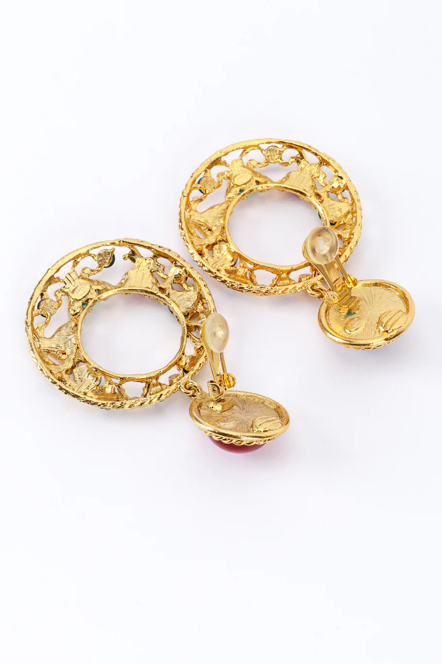 Jeweled Gripoix Hoop Drop Earrings - Image 6