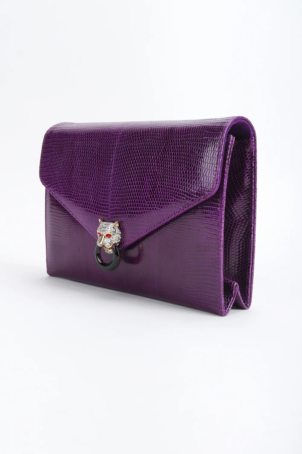 Jeweled Jaguar Convertible Lizard Clutch - Image 6