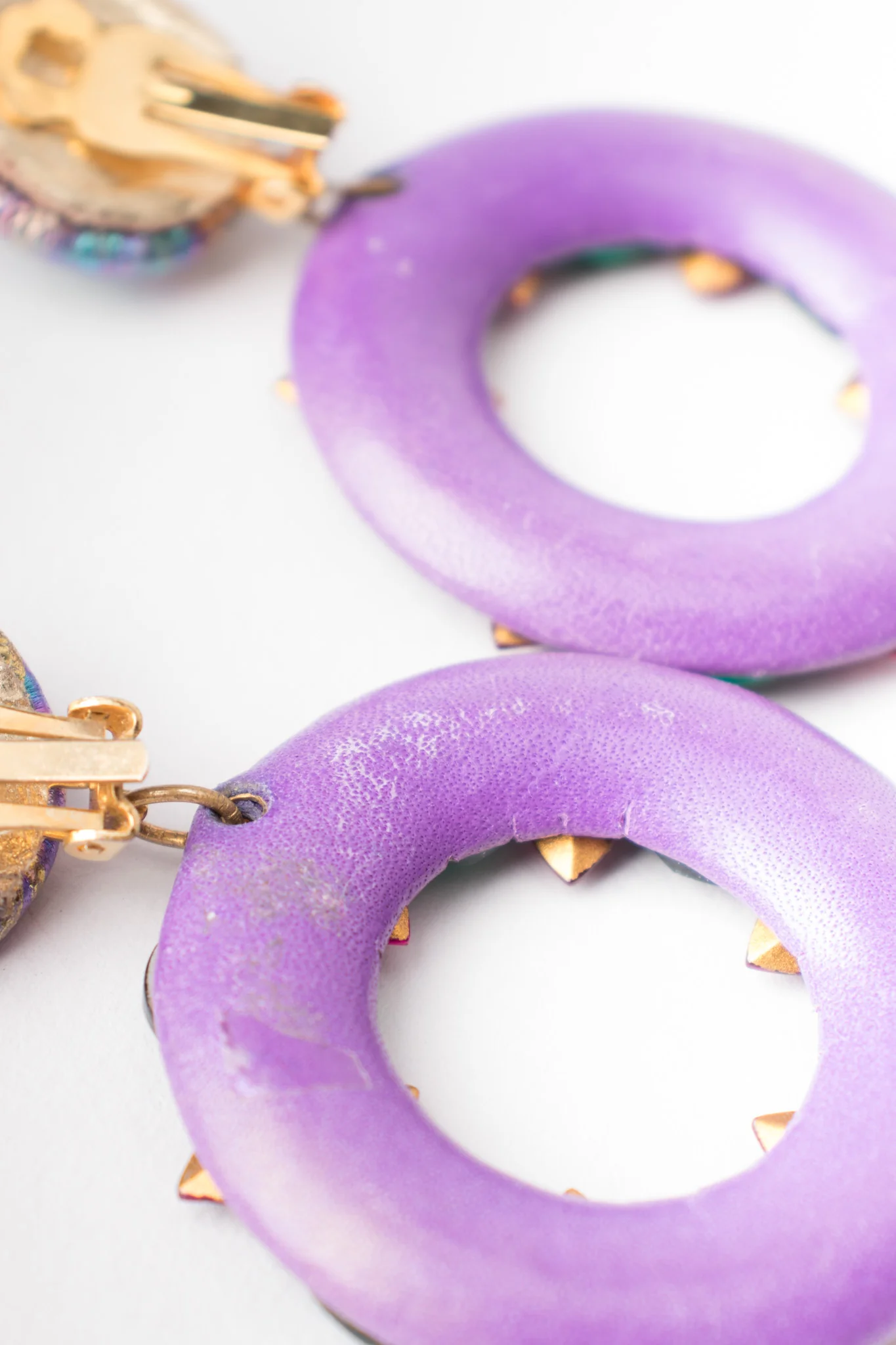 Jeweled Leather Hoop Earrings - Image 14