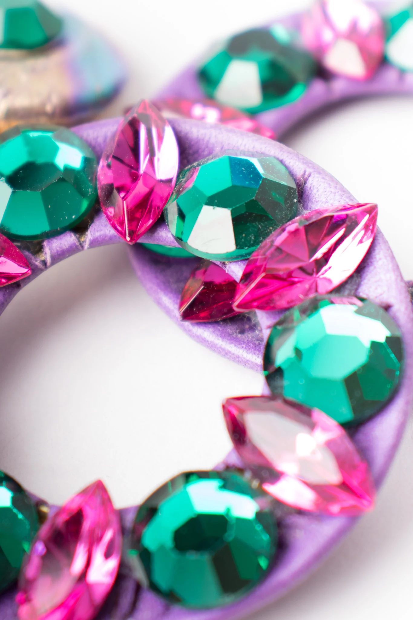 Jeweled Leather Hoop Earrings - Image 9