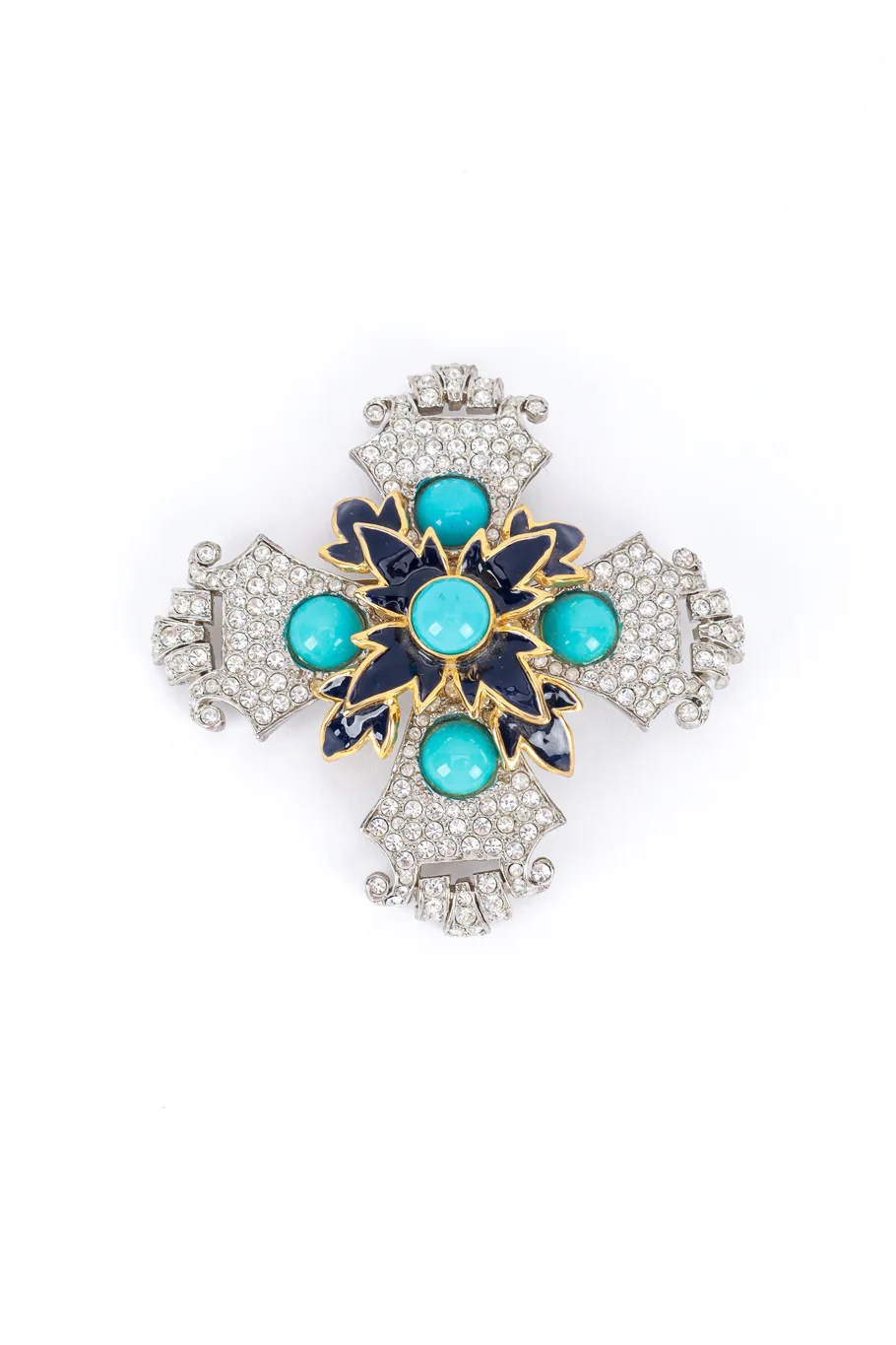 Jeweled Patonce Cross Brooch