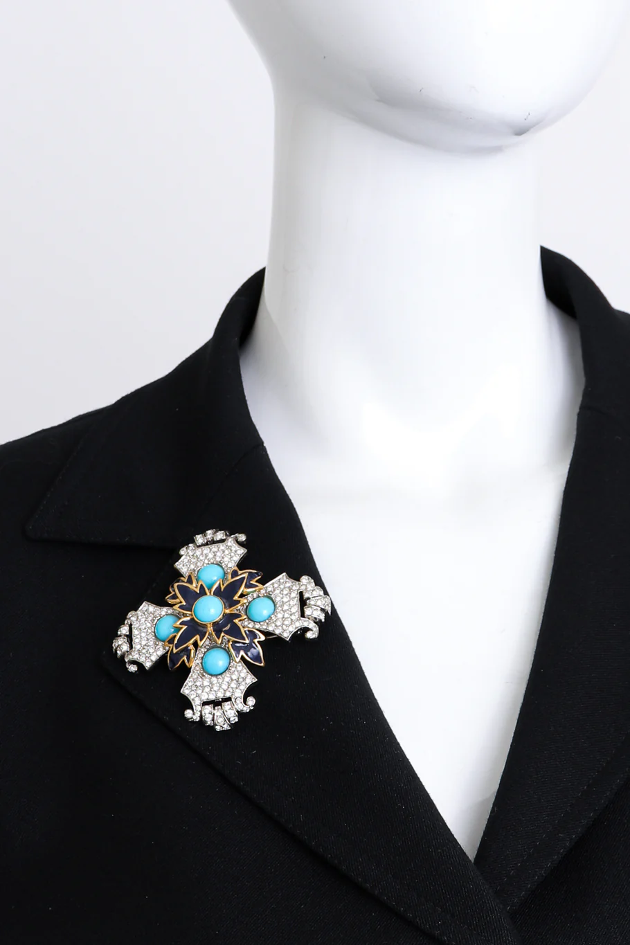 Jeweled Patonce Cross Brooch - Image 2