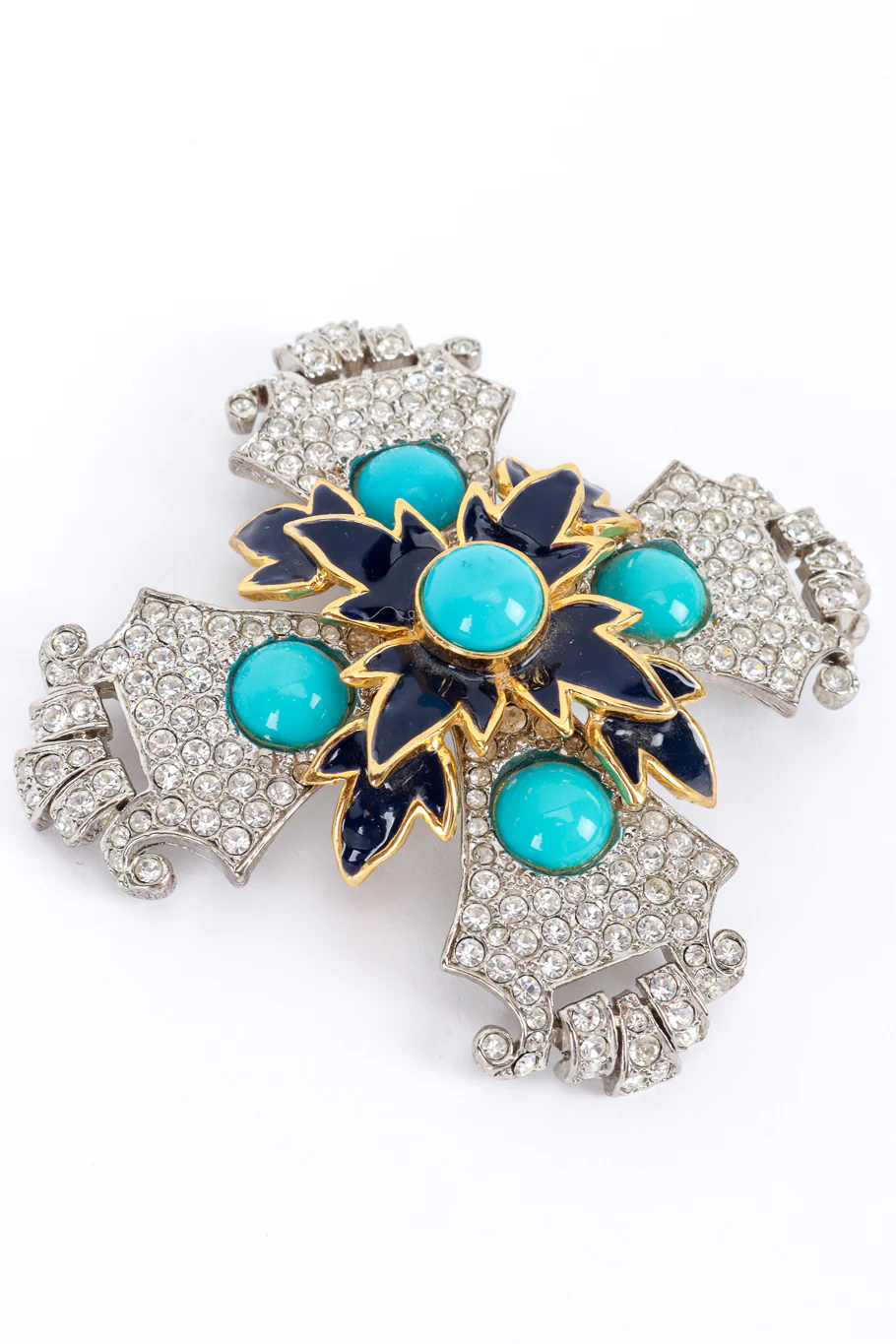 Jeweled Patonce Cross Brooch - Image 3