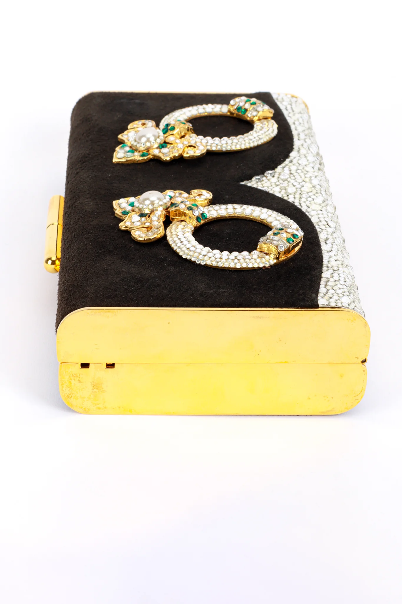 Jeweled Suede Frame Clutch - Image 5