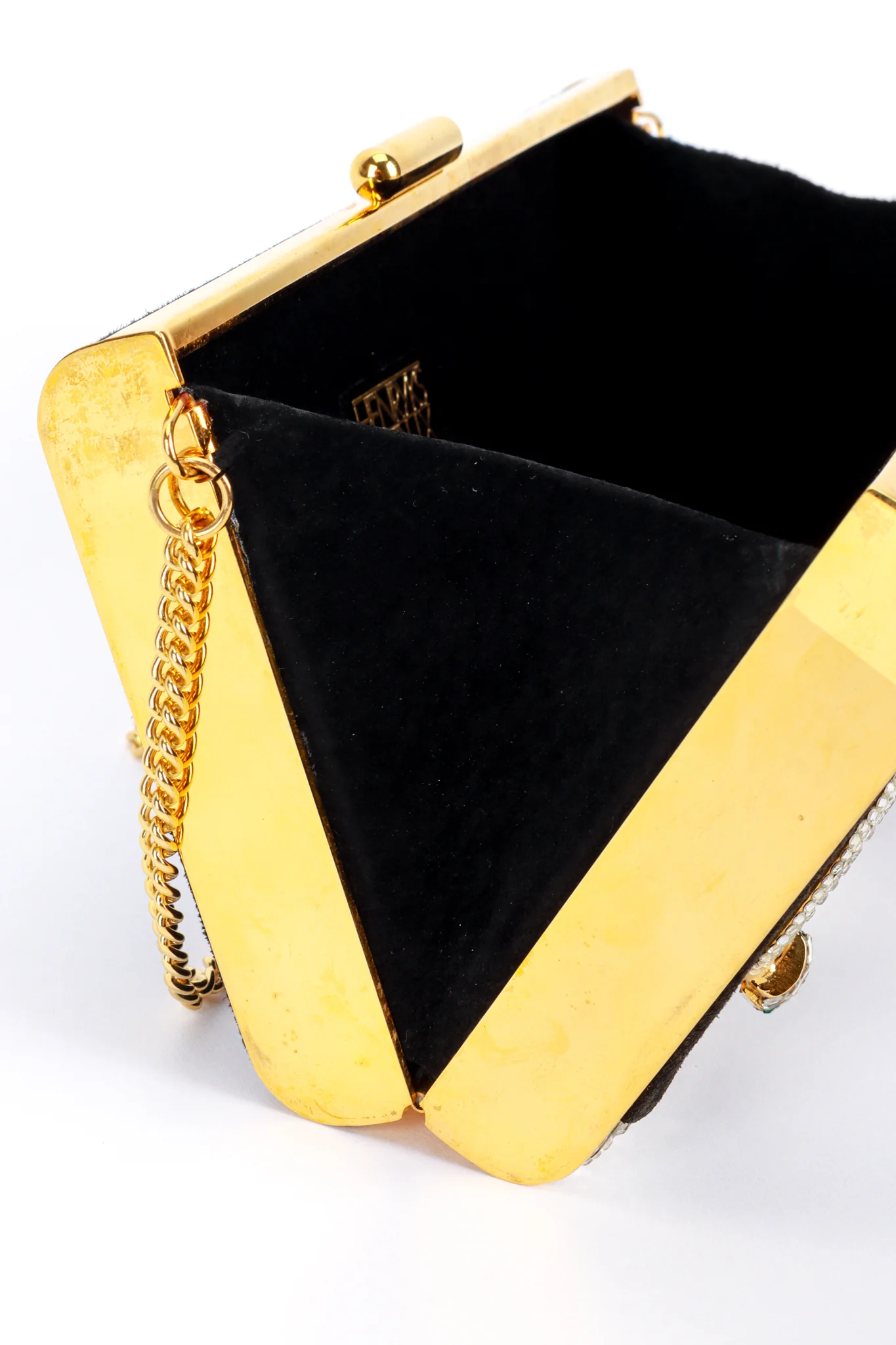 Jeweled Suede Frame Clutch - Image 6