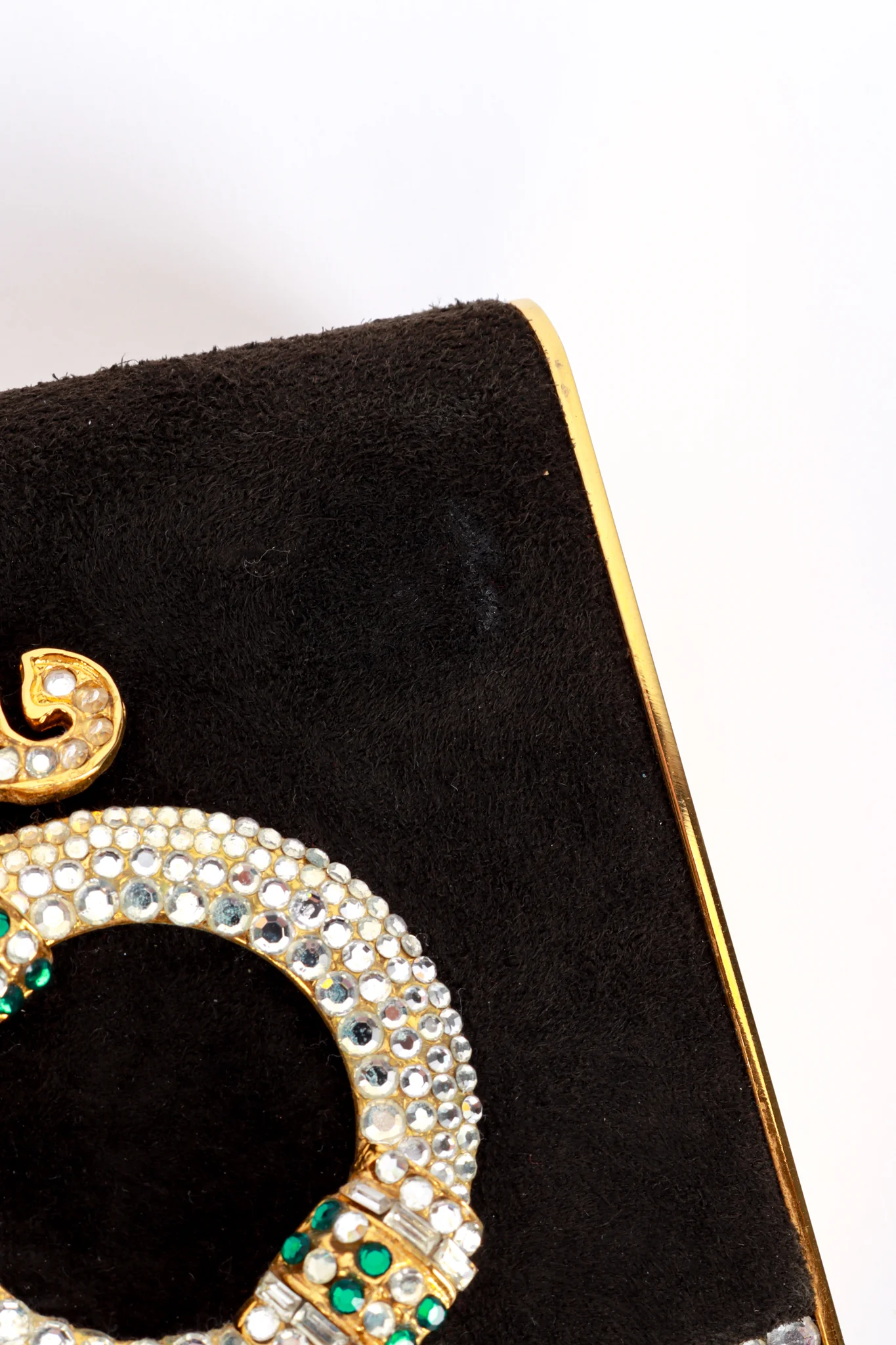Jeweled Suede Frame Clutch - Image 9