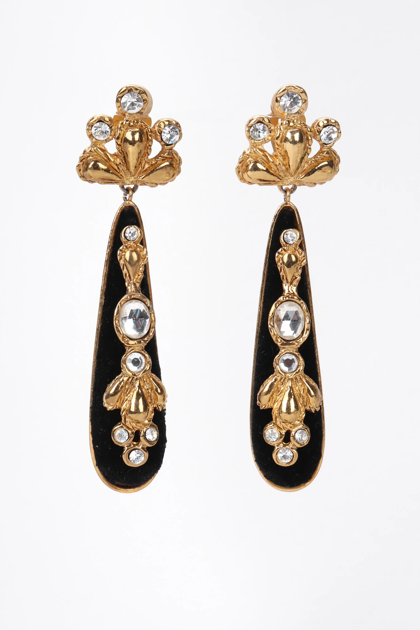 Jeweled Velvet Teardrop Earrings - Image 3