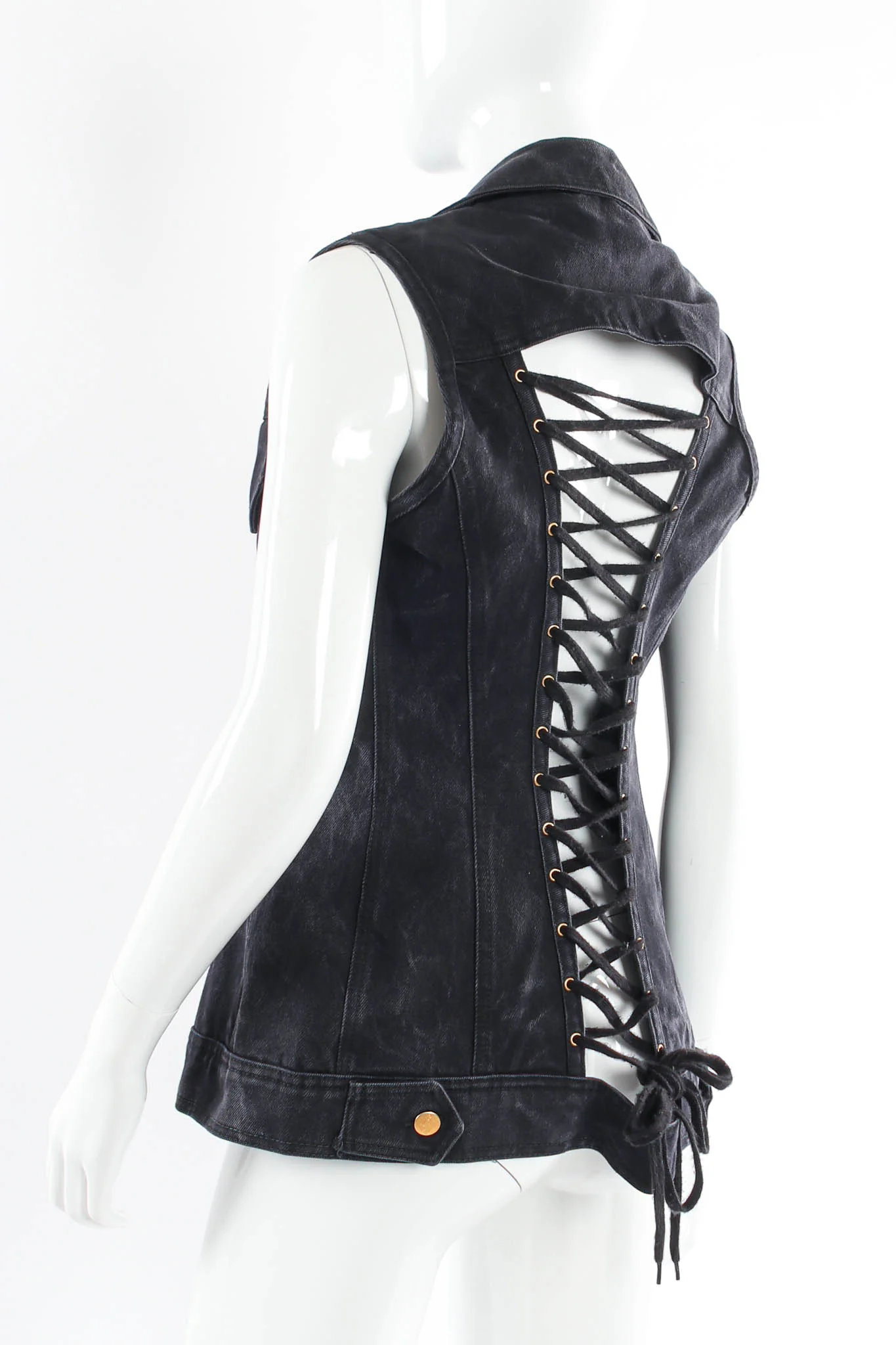 1990s Denim Lace-Up Vest - Image 5