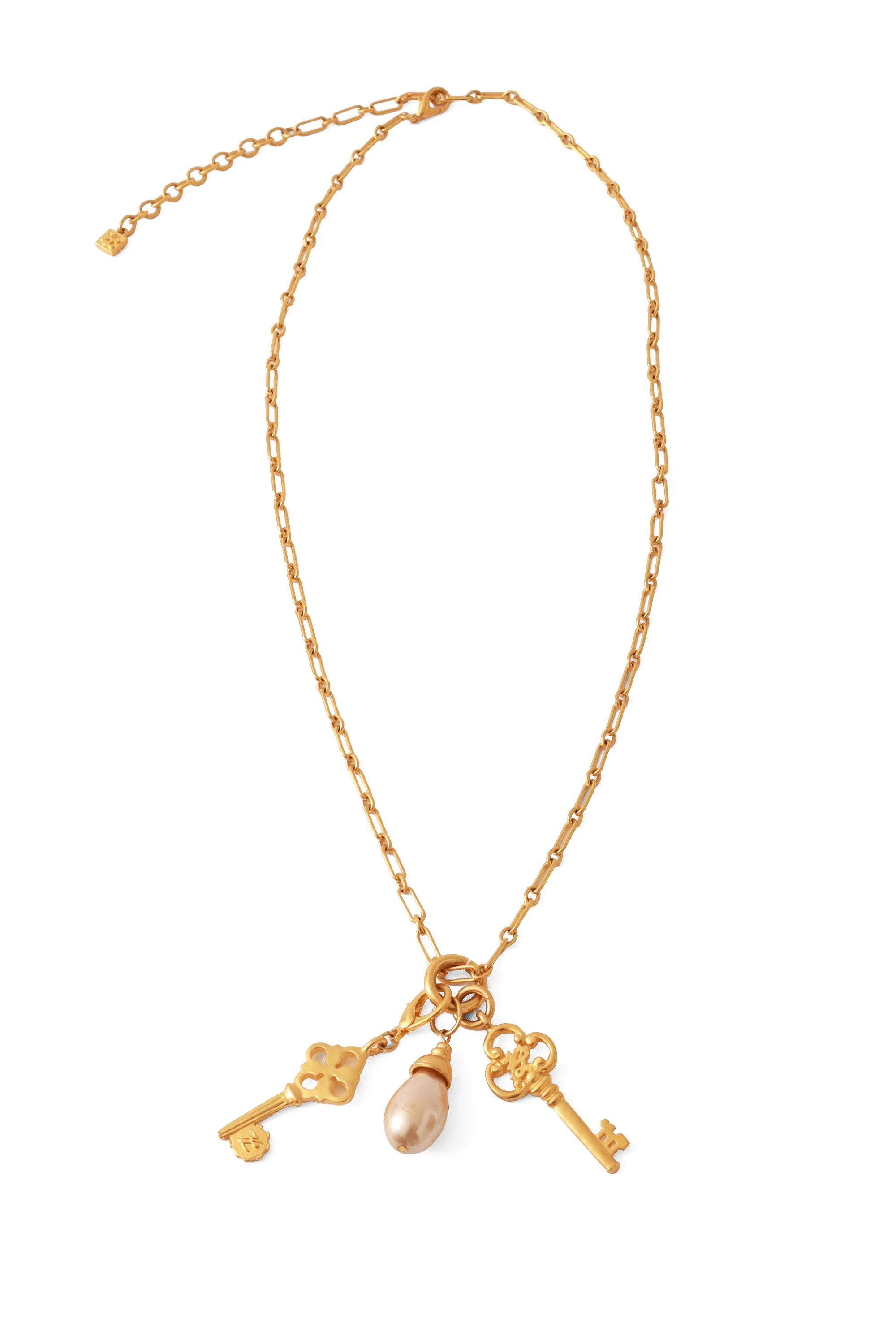 Key & Pearl Charm Necklace