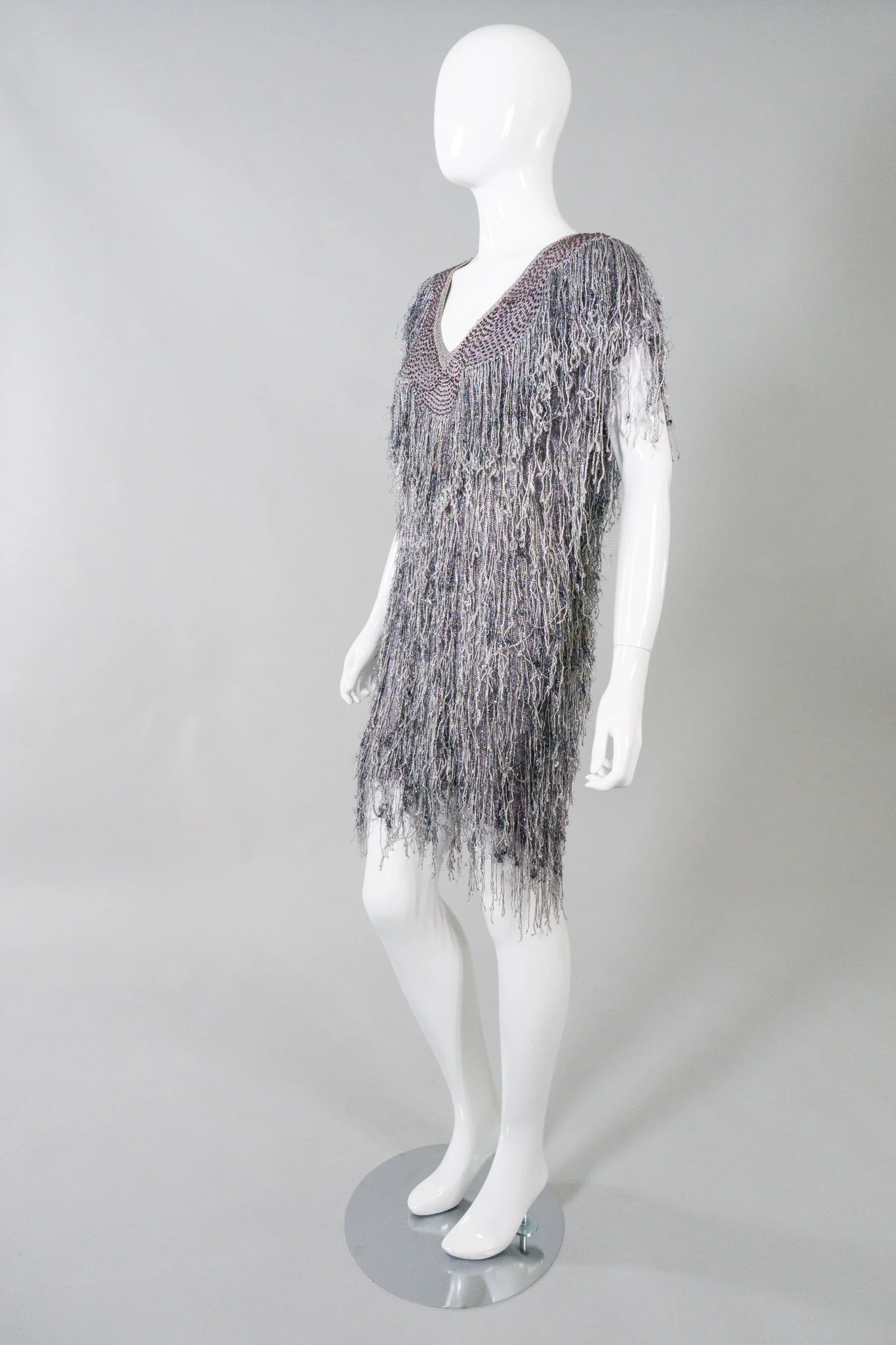 Metallic Knit Fringe Dress - Image 3
