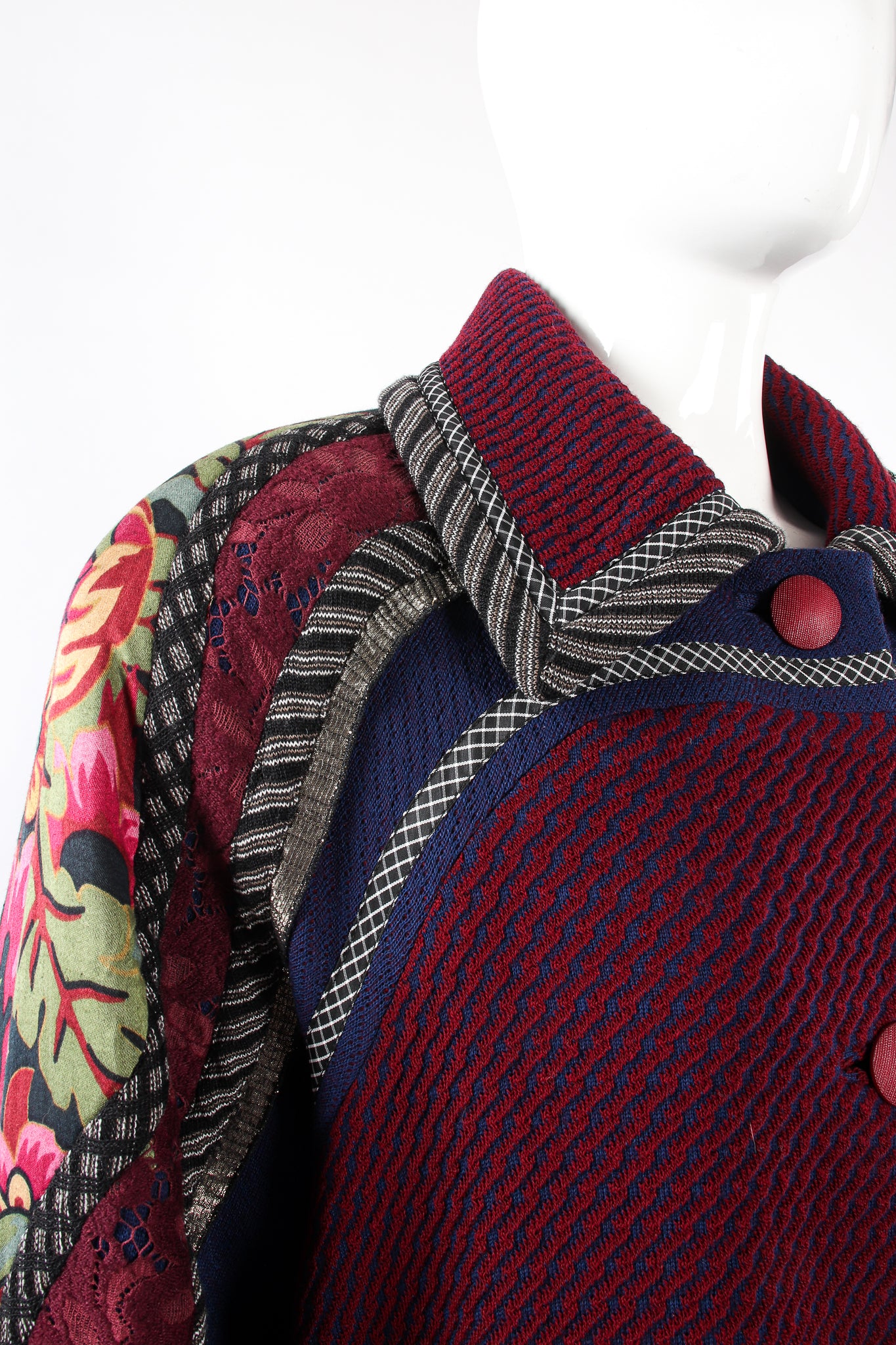 Patchwork Yoke Knit Swing Coat - Image 10