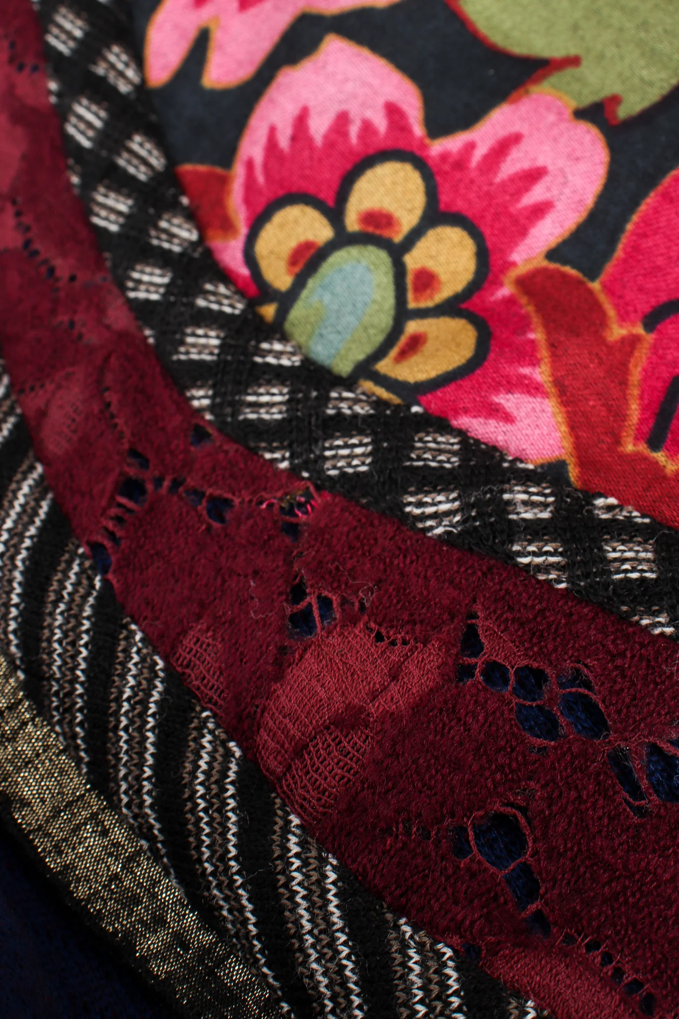 Patchwork Yoke Knit Swing Coat - Image 14