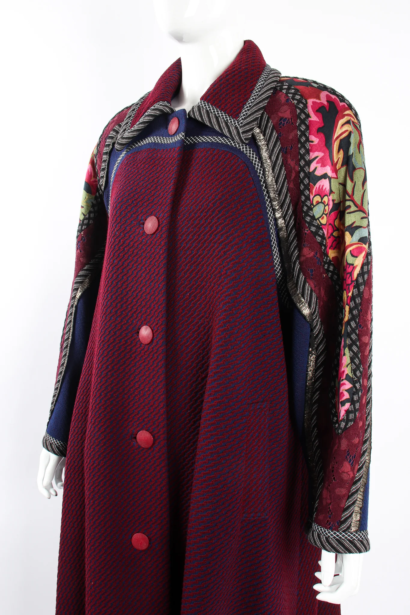 Patchwork Yoke Knit Swing Coat - Image 3