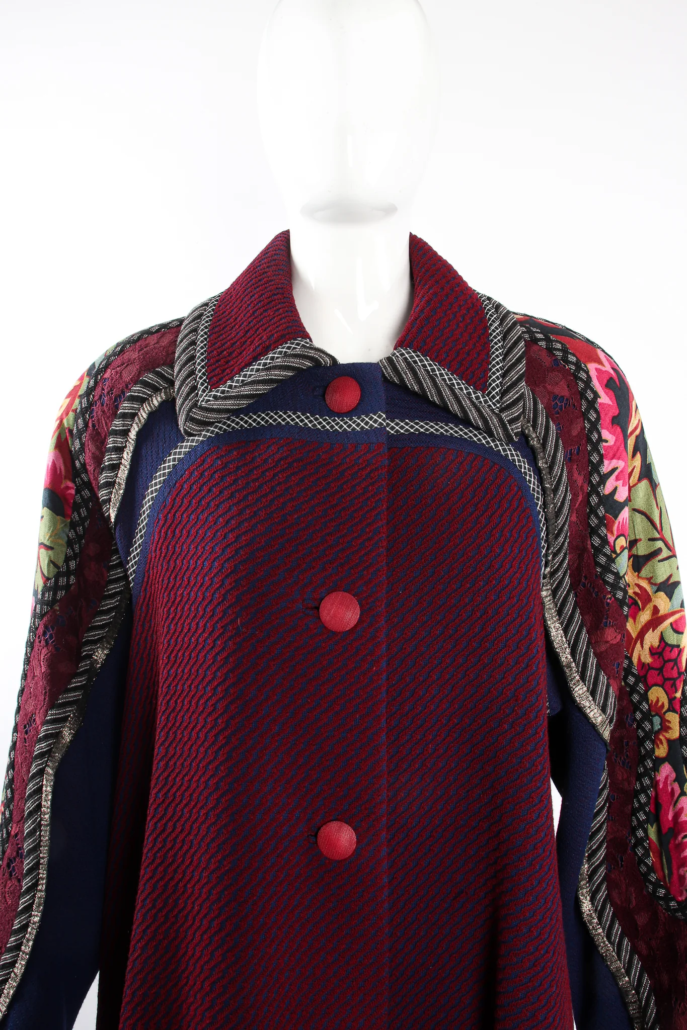 Patchwork Yoke Knit Swing Coat - Image 4