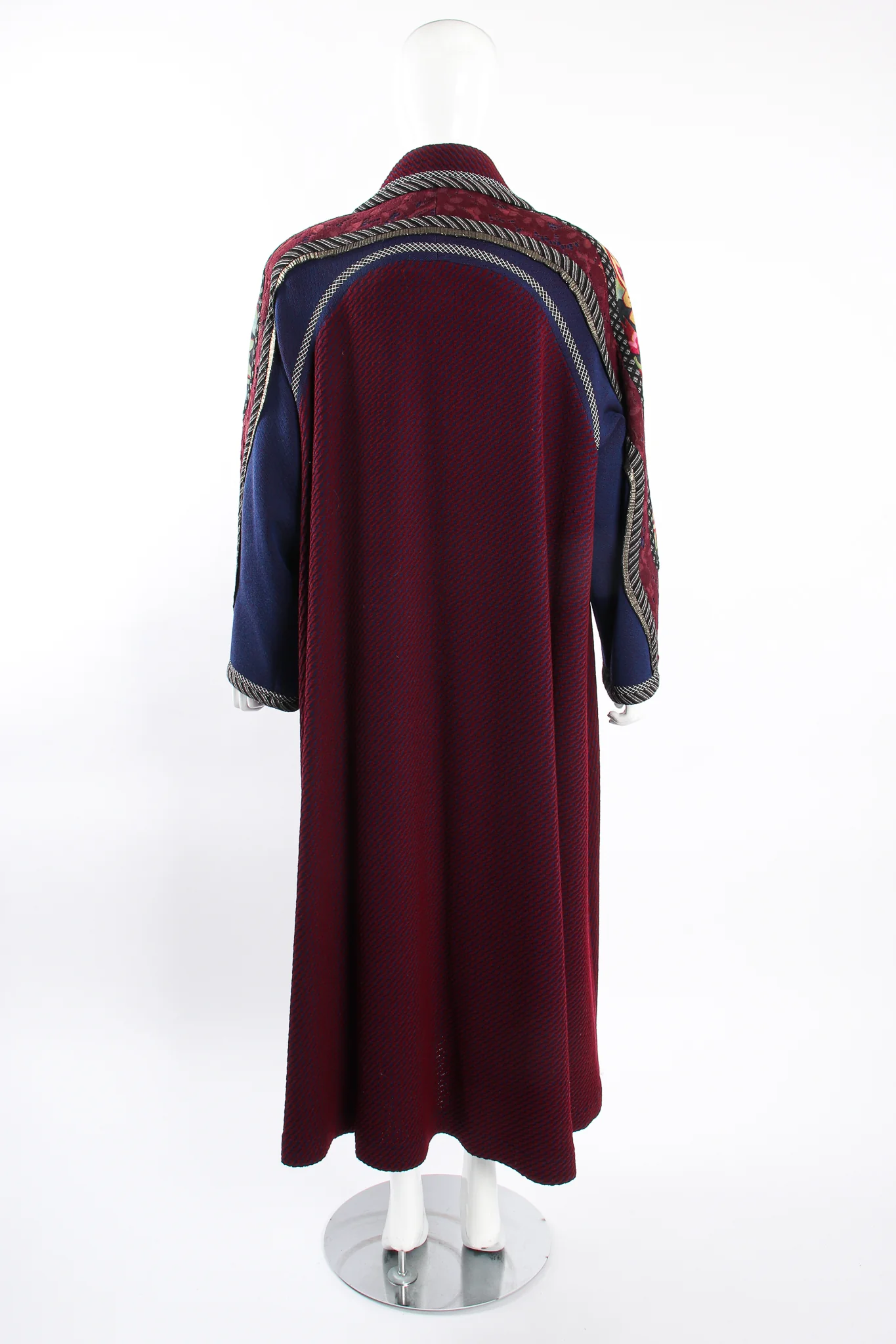 Patchwork Yoke Knit Swing Coat - Image 9