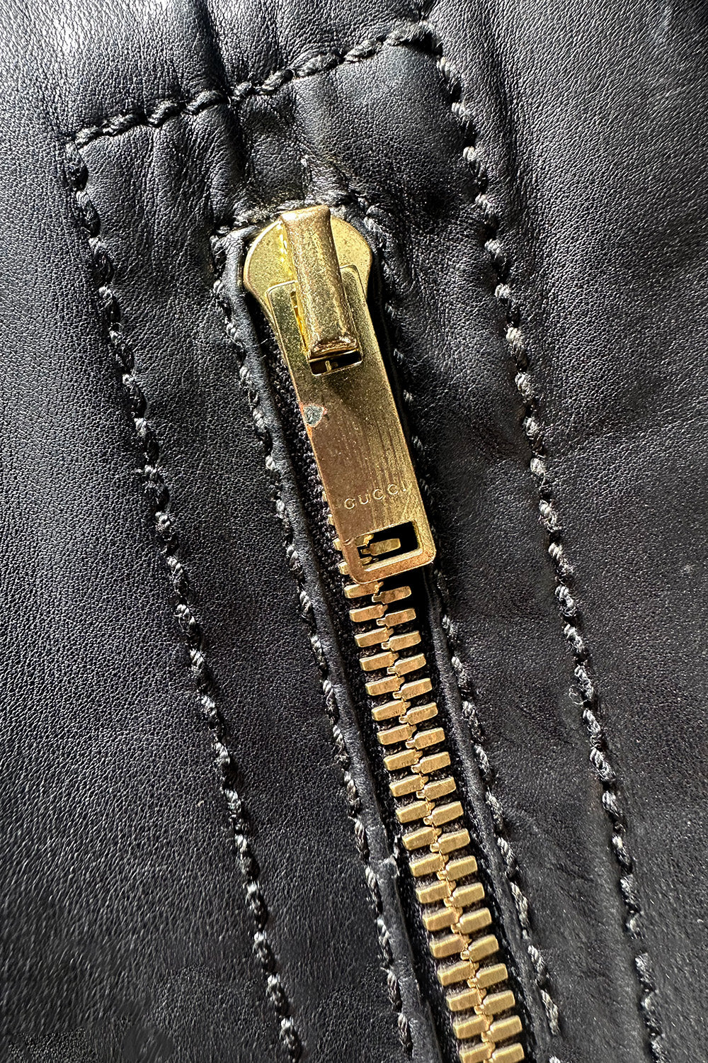 Knit Trim Leather Jacket - Image 7