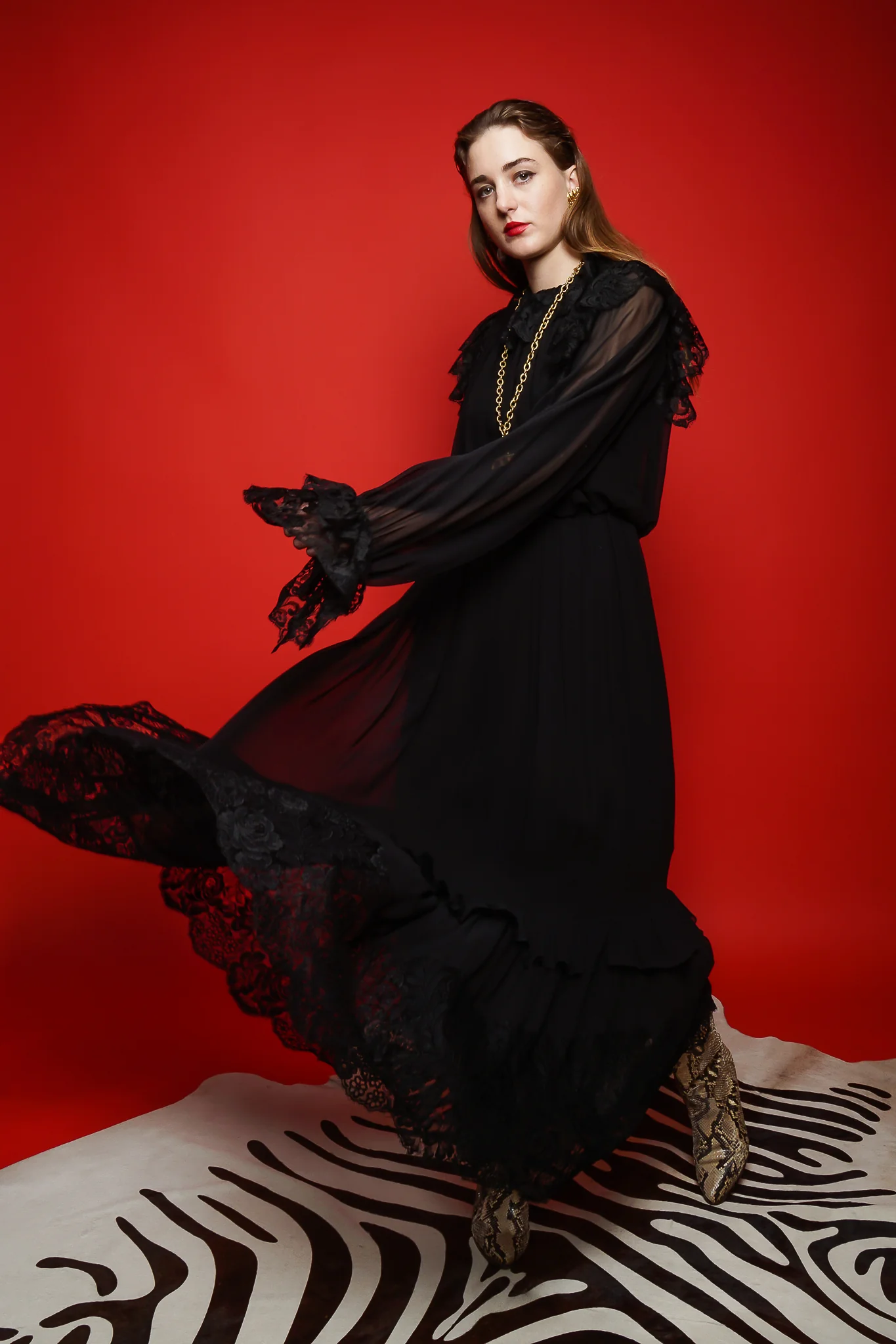 Lace Balloon Sleeve Prairie Dress - Image 13