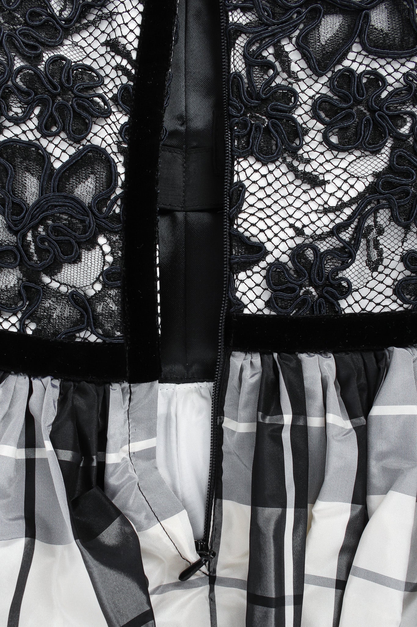 Lace Checker Silk Taffeta Dress - Image 7
