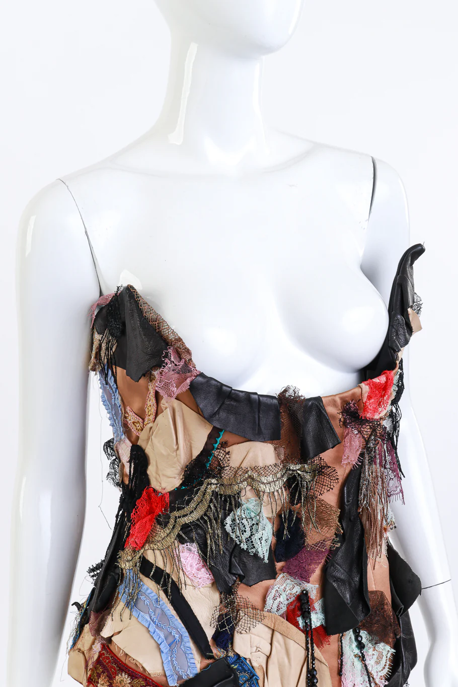 Lace & Leather Patchwork Underbust Corset - Image 3