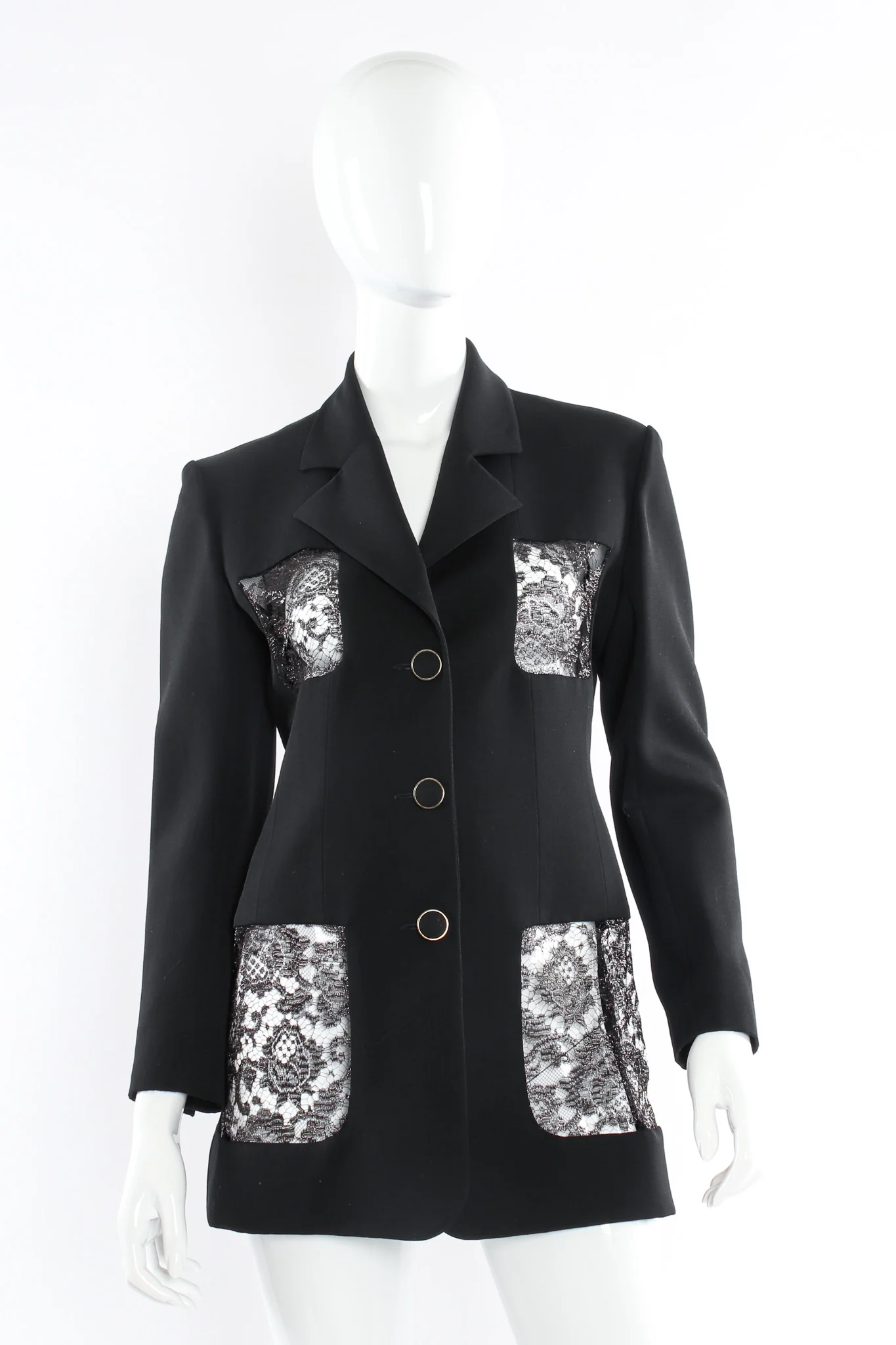 Lace Panel Wool Blazer