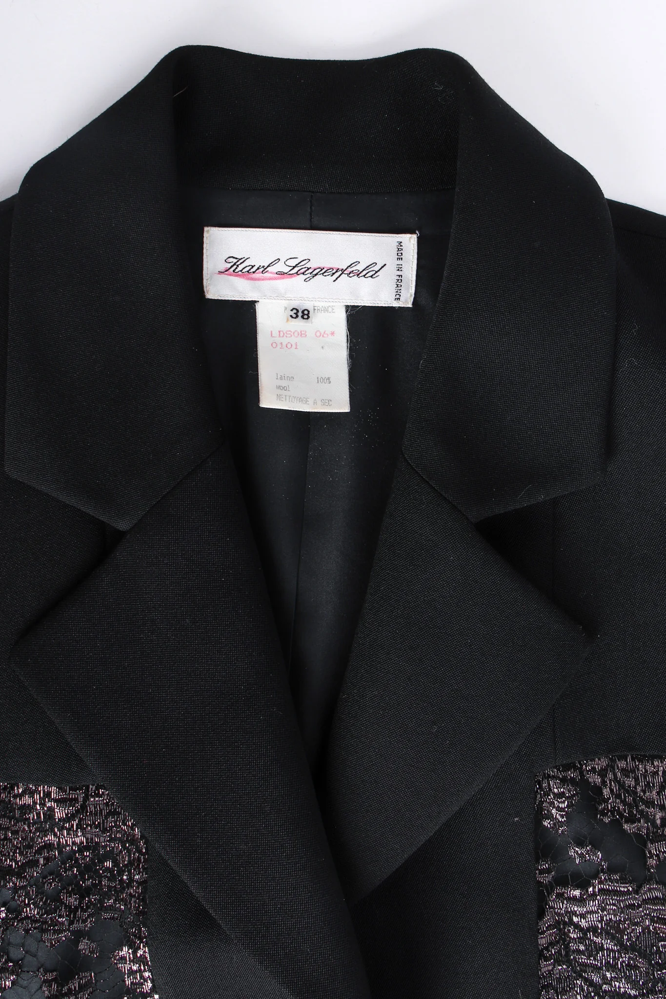 Lace Panel Wool Blazer - Image 10