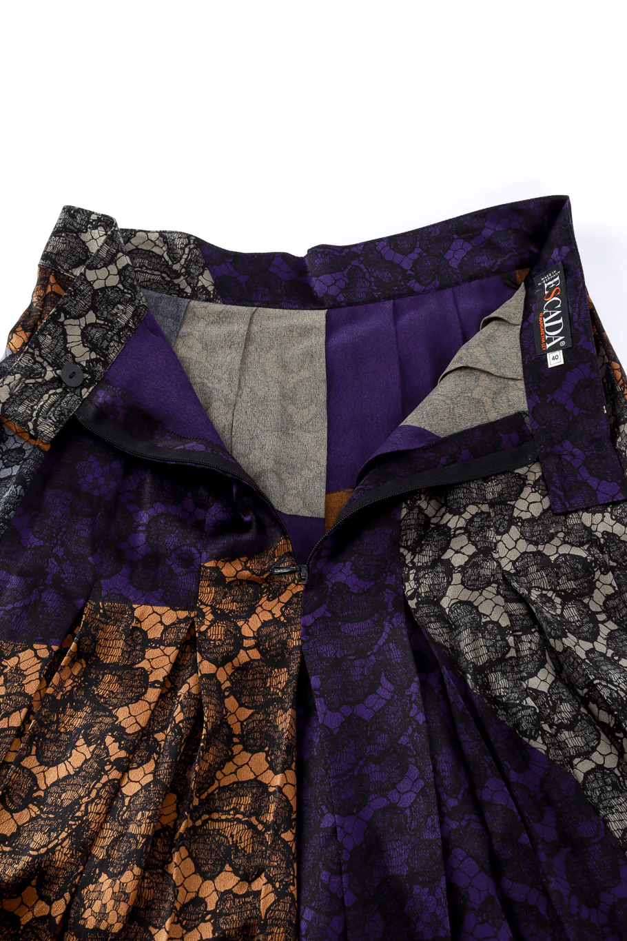 Lace Print Silk Top & Skirt Set - Image 12