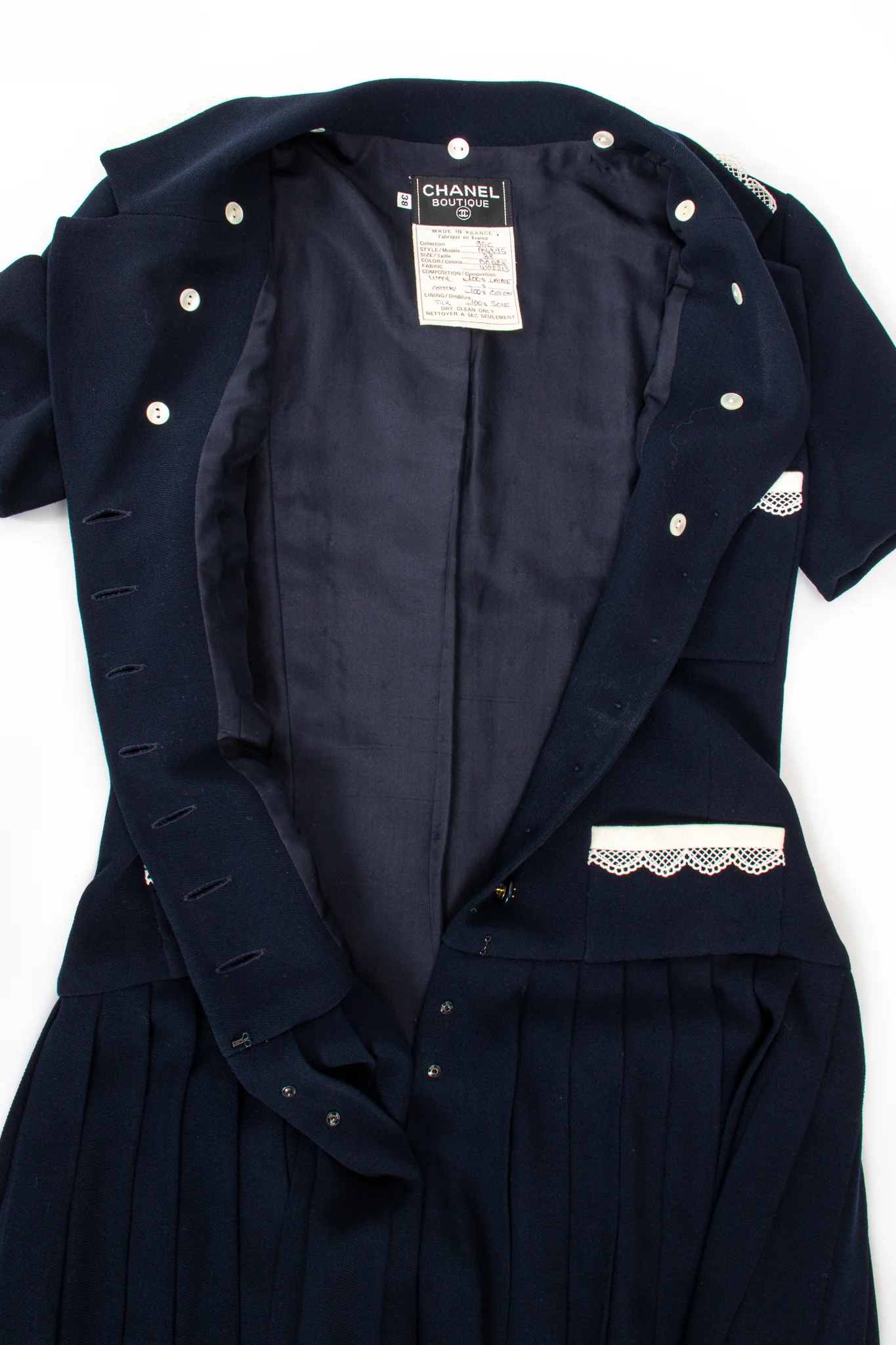 1995 Lace Trim Pleated Uniform Dress - Image 13
