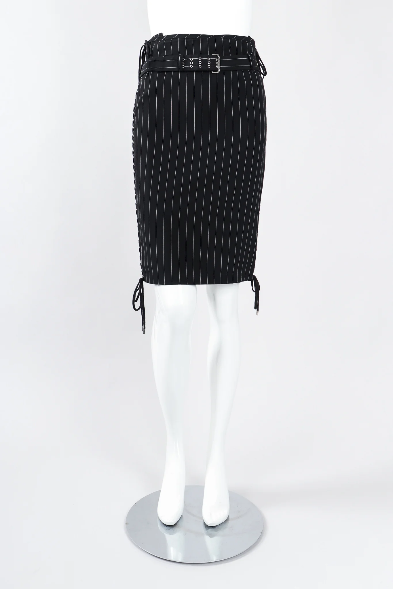 Laced Pinstripe Pencil Skirt - Image 5
