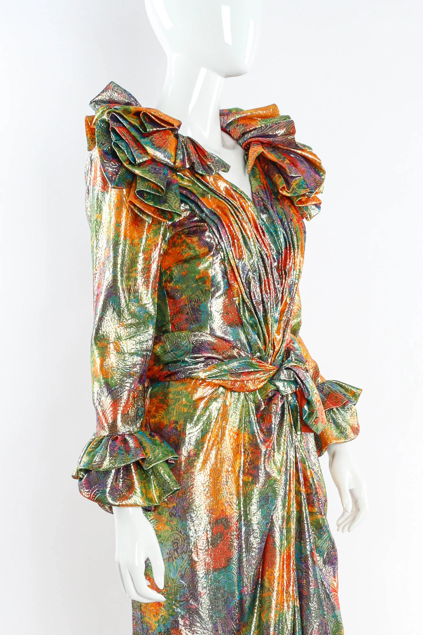 Lamé Fleur Ruffle Dress - Image 2