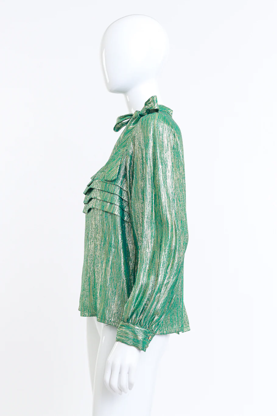 Lamé Pussybow Ruffle Blouse - Image 2