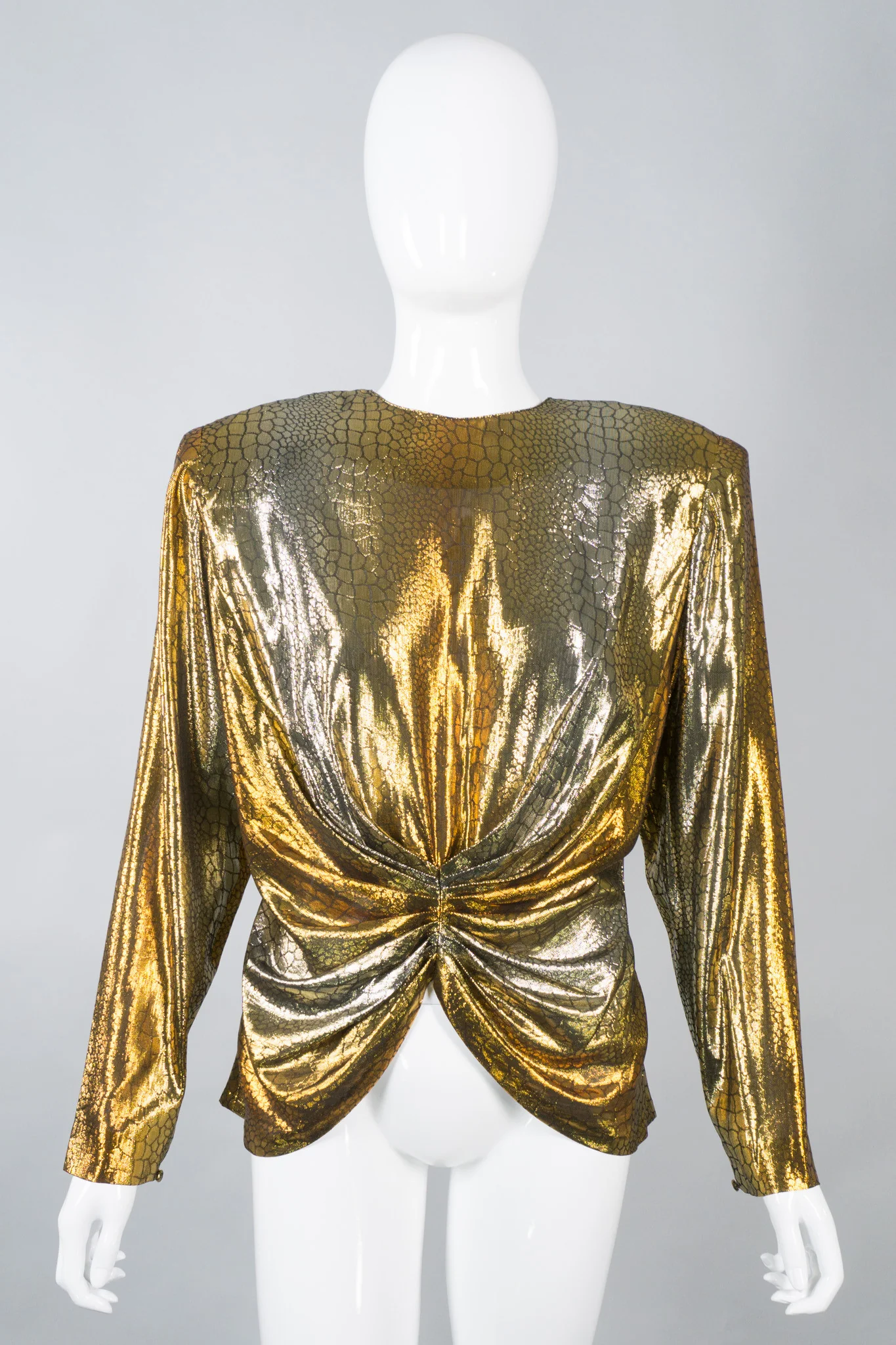 Mixed Metallics Gathered Waist Top