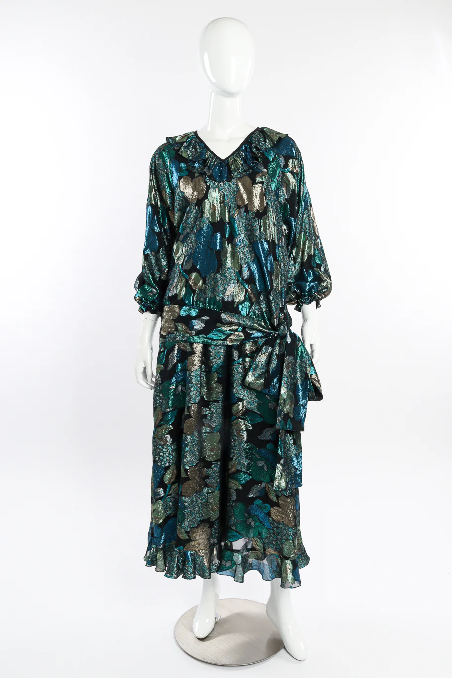 Lamé Ruffle Blouse & Skirt Set