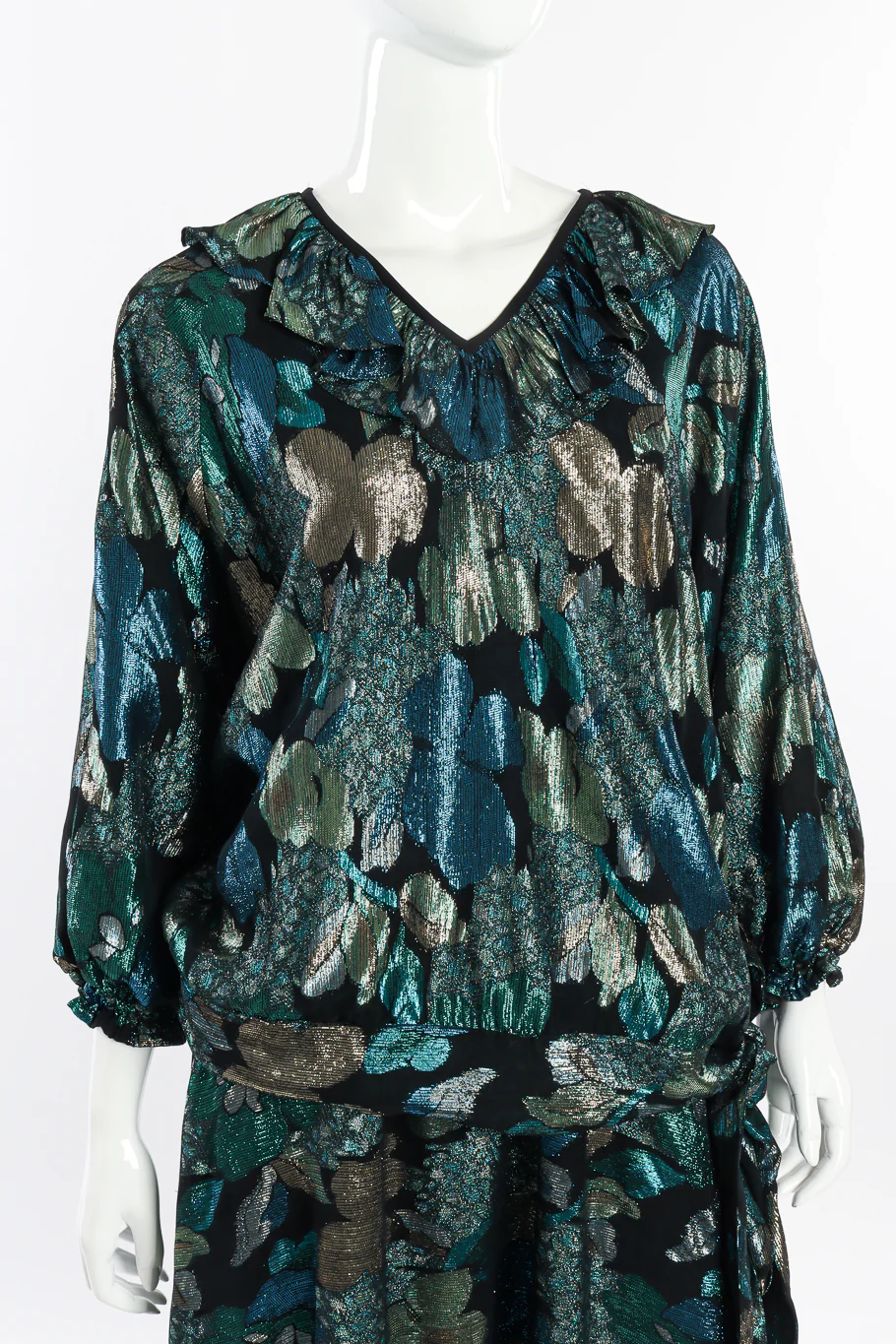Lamé Ruffle Blouse & Skirt Set - Image 2