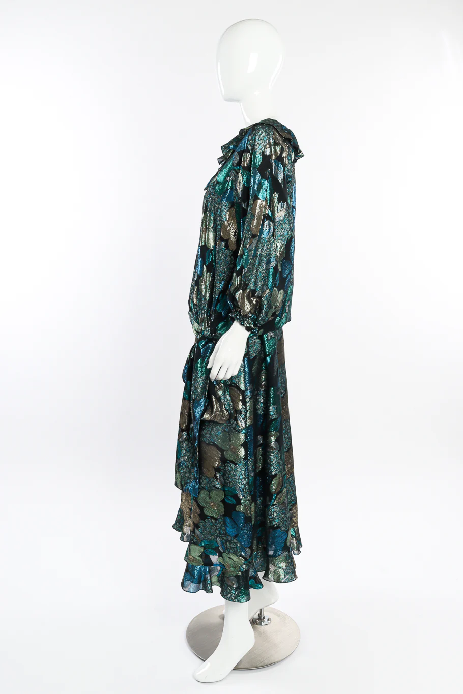 Lamé Ruffle Blouse & Skirt Set - Image 3