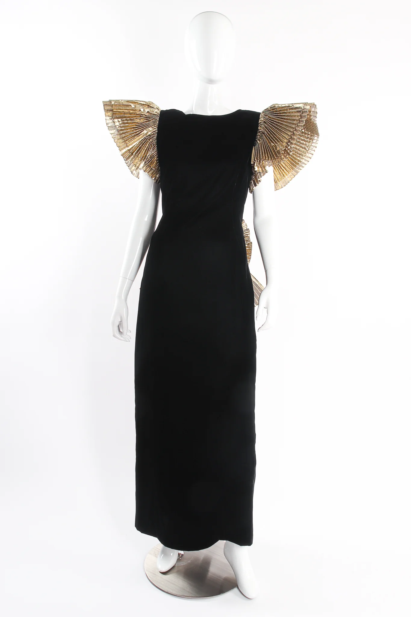 Lamé Ruffle Velvet Sheath Gown - Image 8