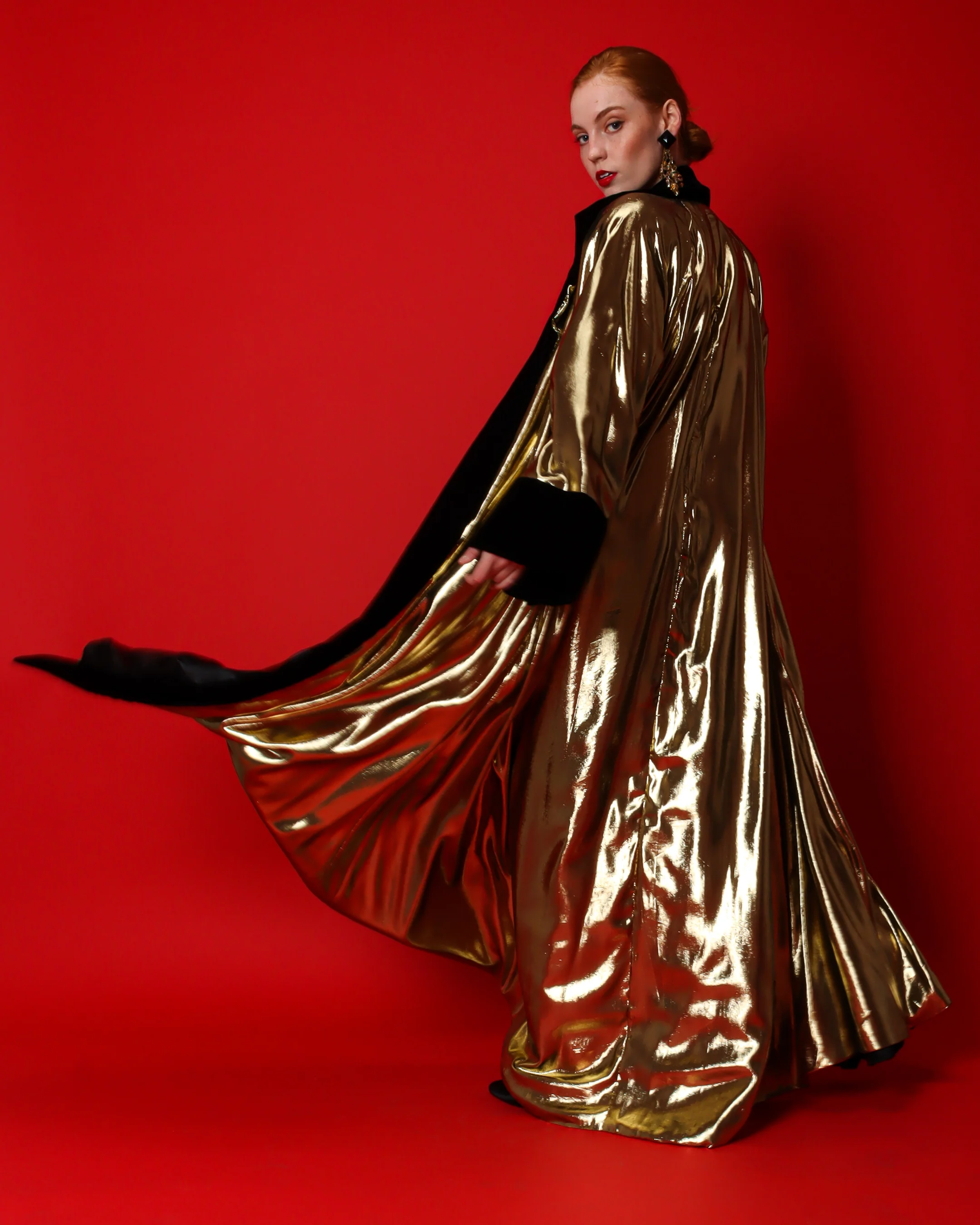 Lamé & Velvet Duster Overcoat - Image 3