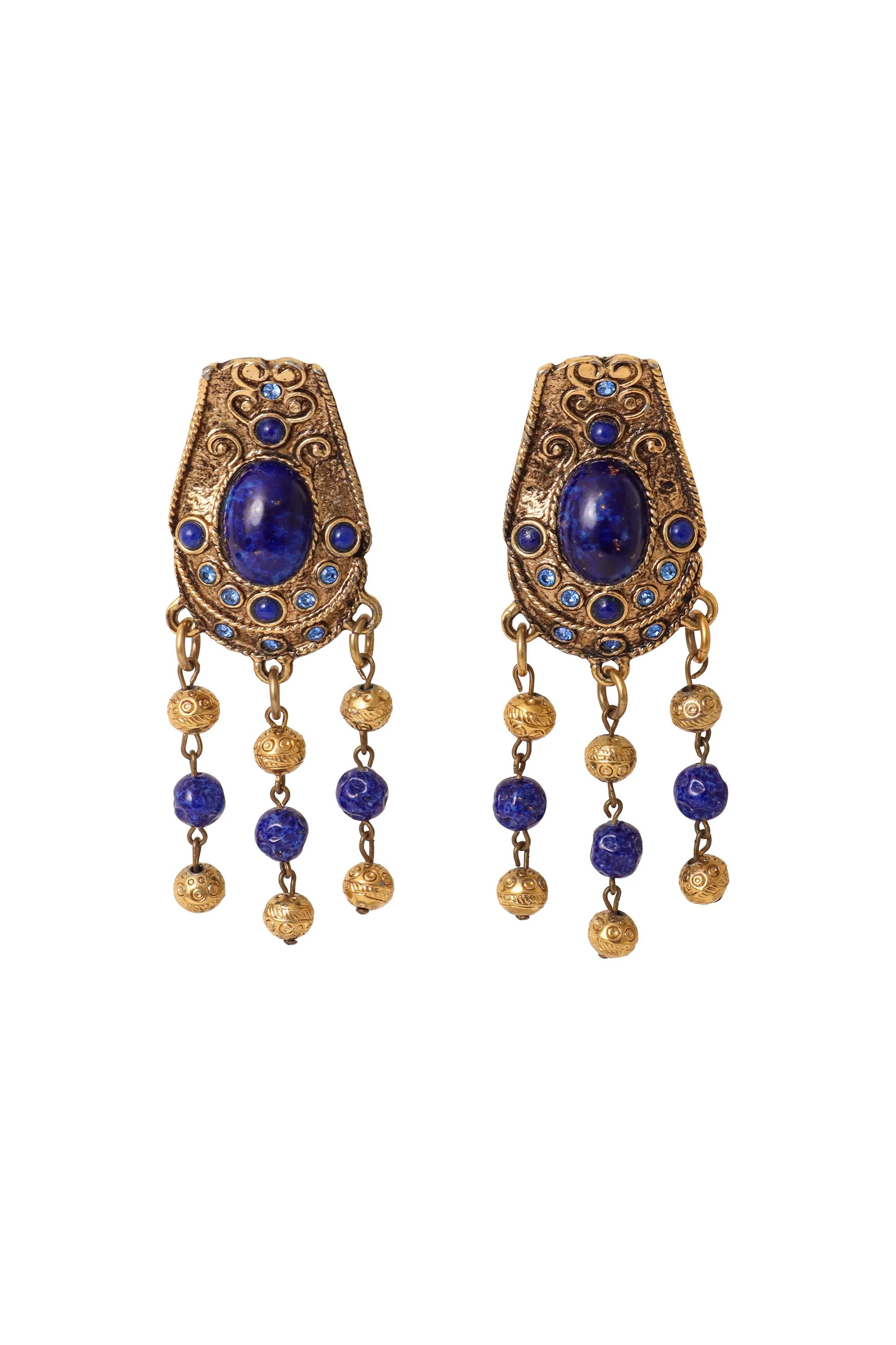 Lapis Style Bead Fringe Earrings