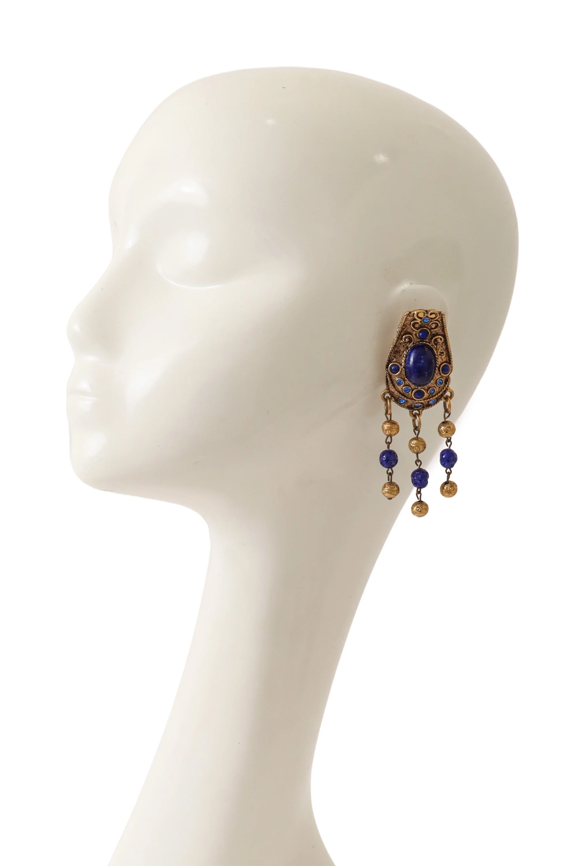 Lapis Style Bead Fringe Earrings - Image 2