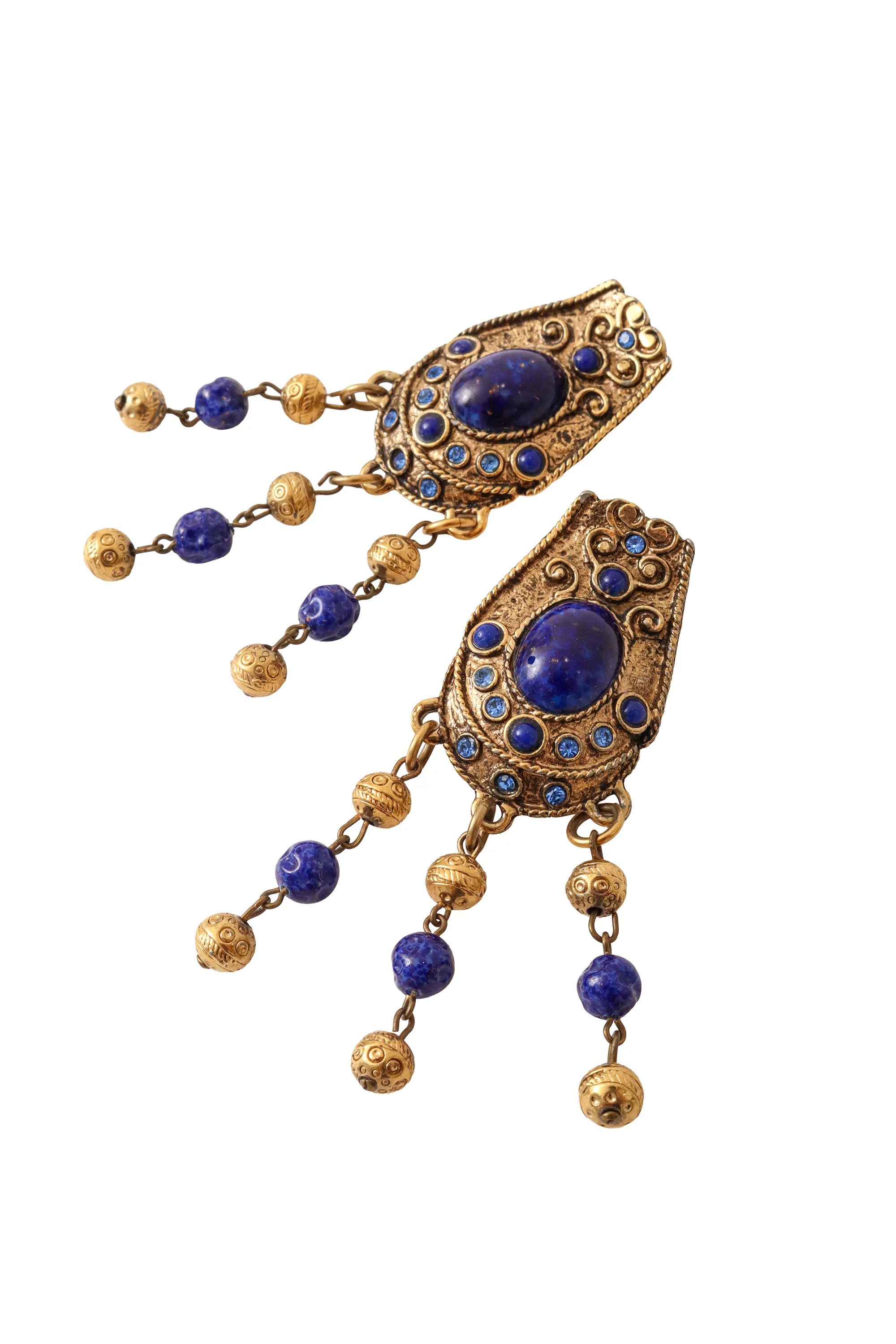 Lapis Style Bead Fringe Earrings - Image 3