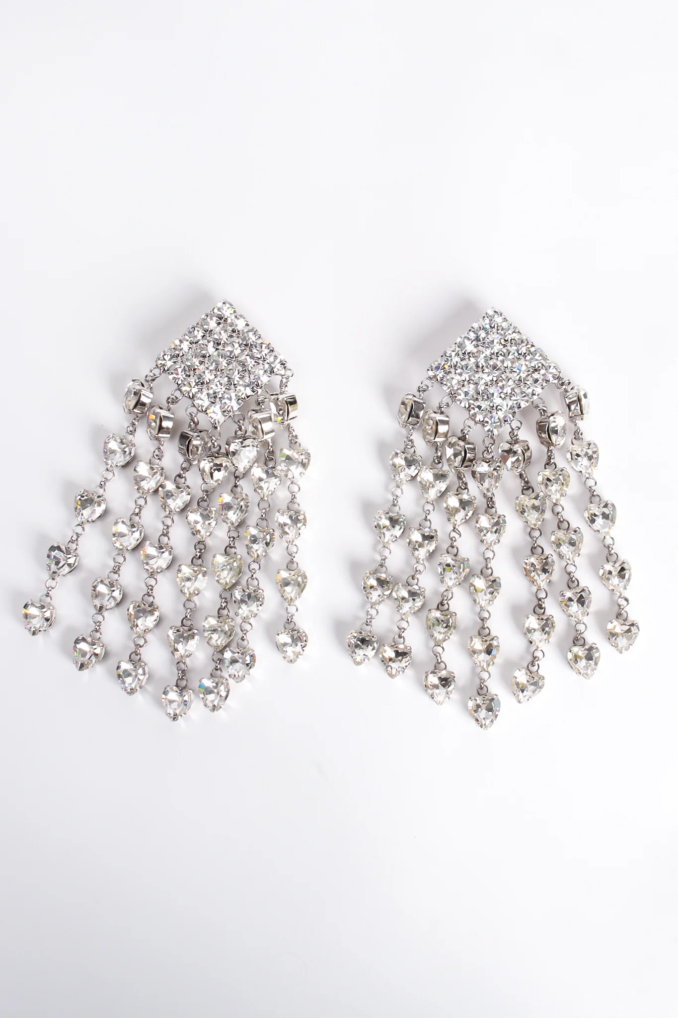 Crystal Heart Fringe Drop Earrings - Image 3