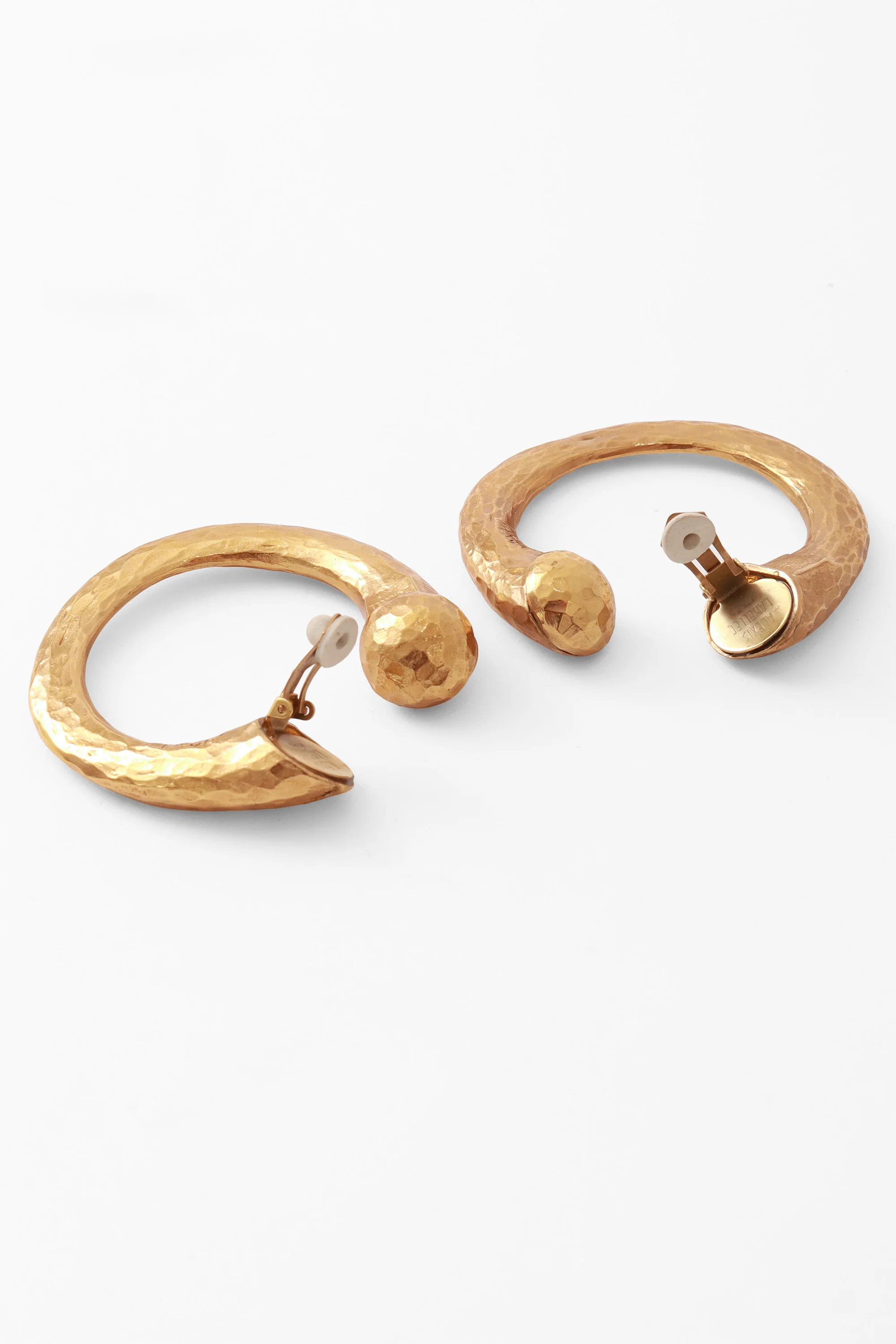 Large Hammered U-Hoop Earrings - Image 4