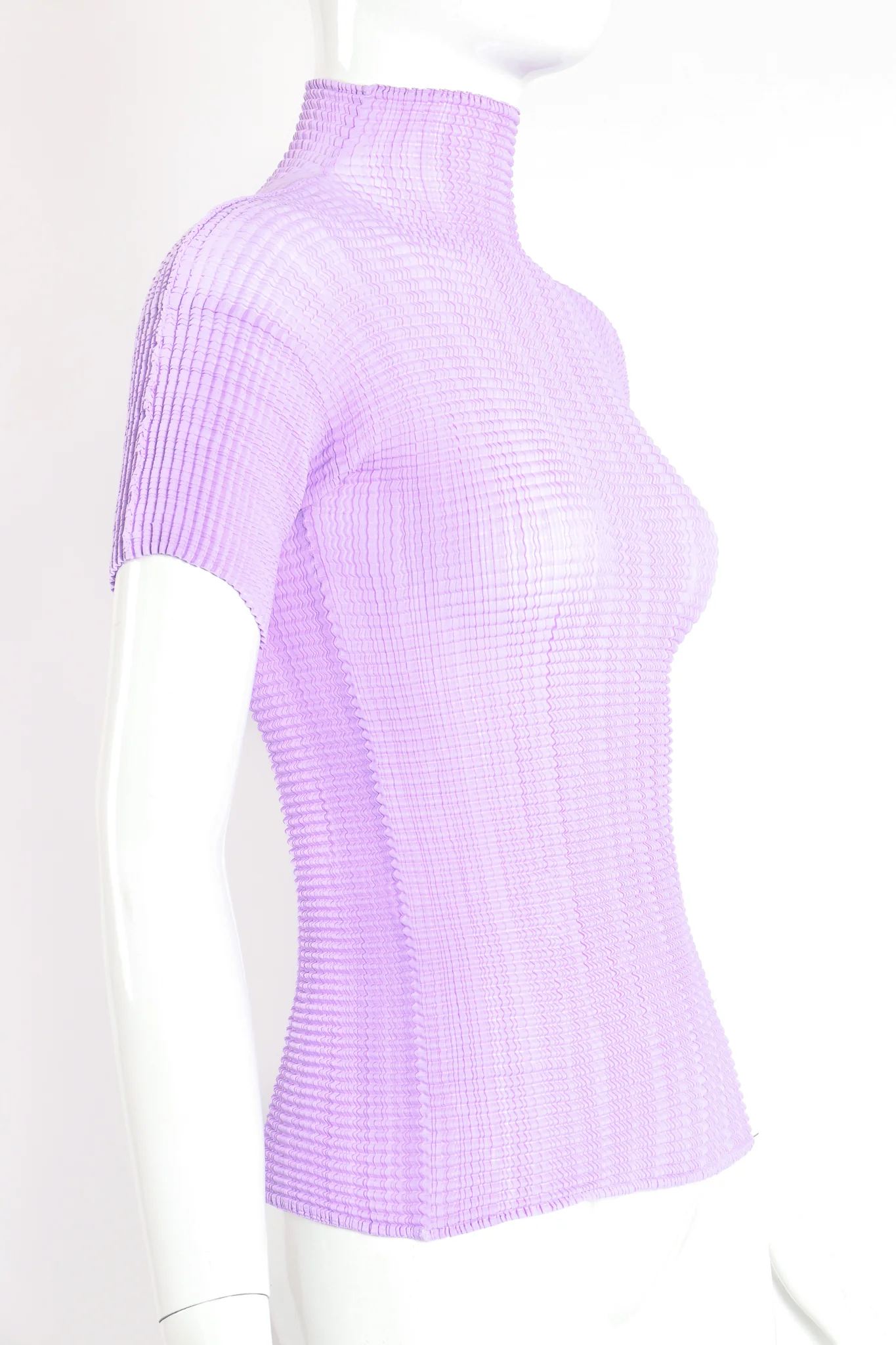 Lavender Pleated Turtleneck Top - Image 3