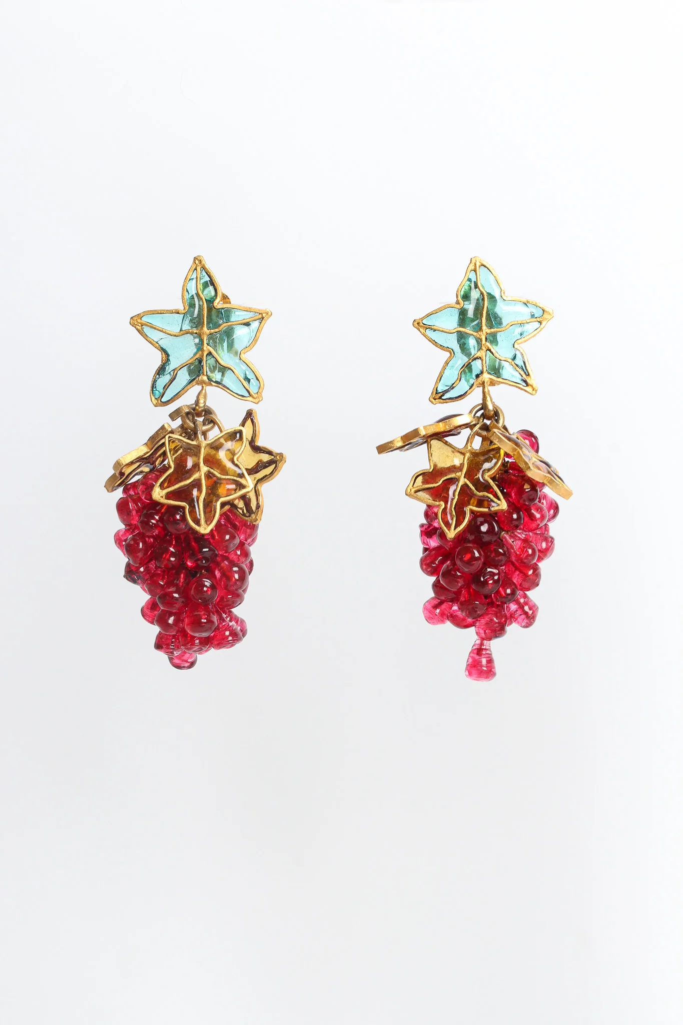 Leaf Cluster Glass Bead Earrings