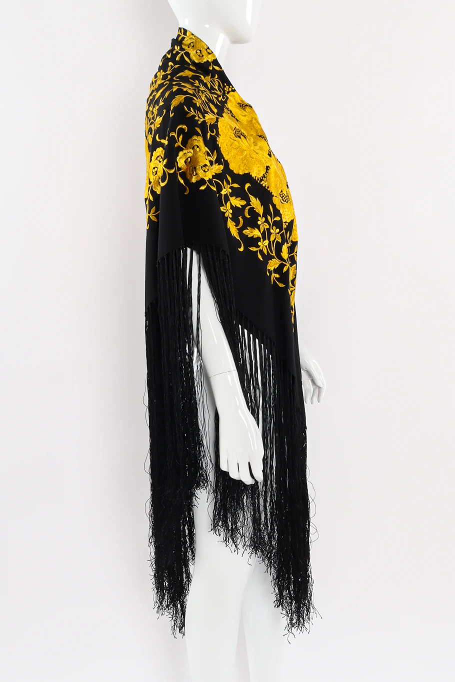 Floral Embroidered Fringe Piano Shawl - Image 3