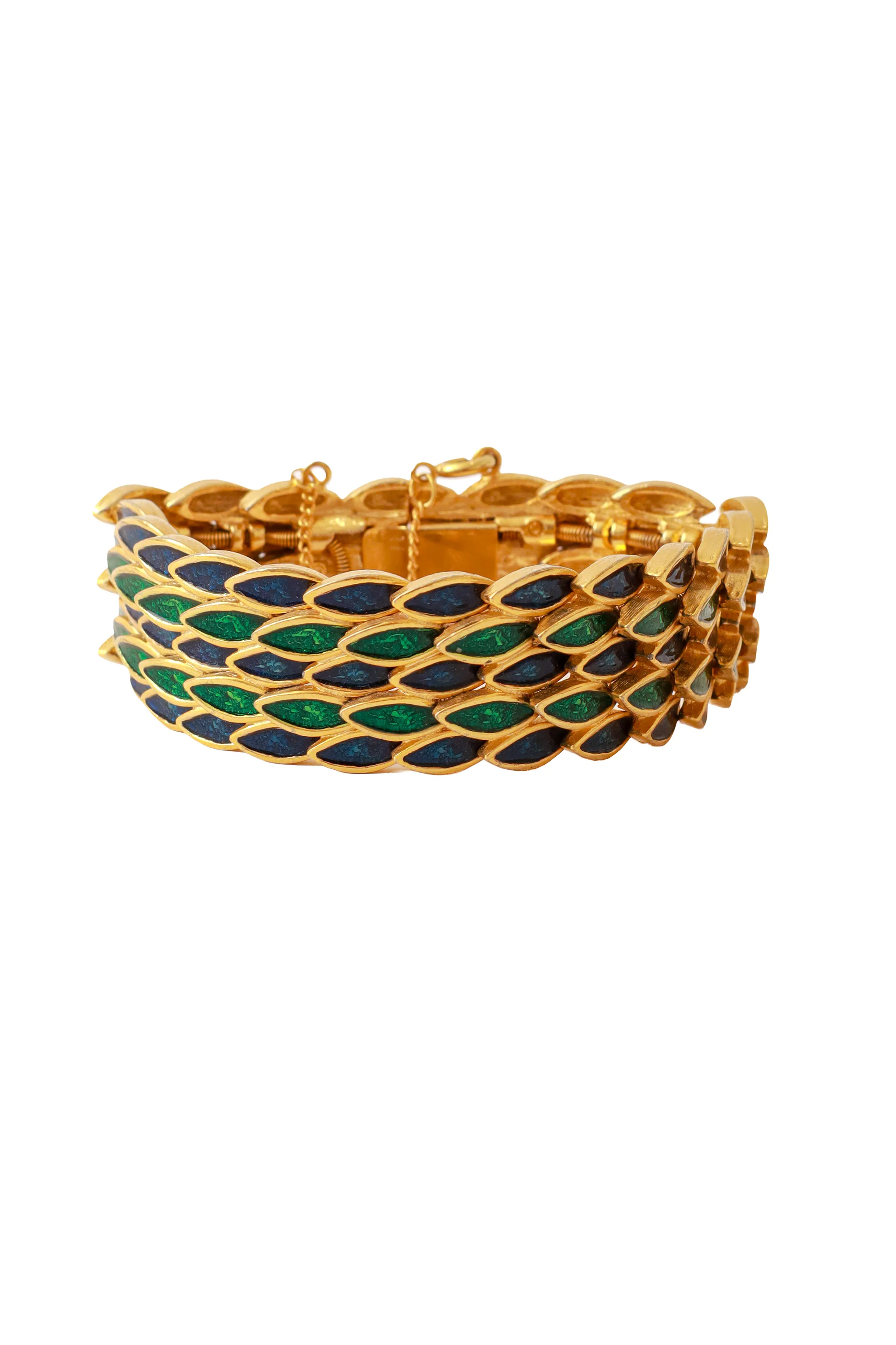 Enamel Leaf Motif Bracelet