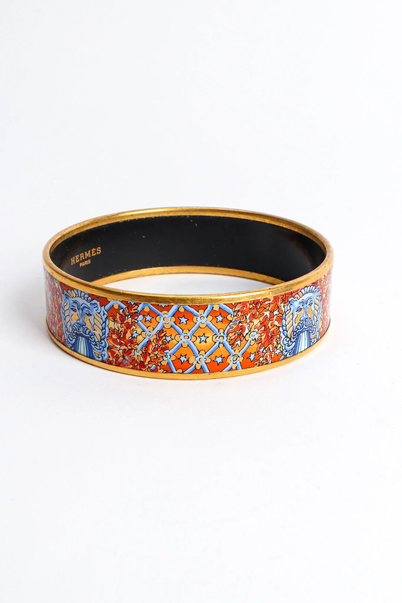 Leaf Motif Lion Wide Enamel Bracelet - Image 4