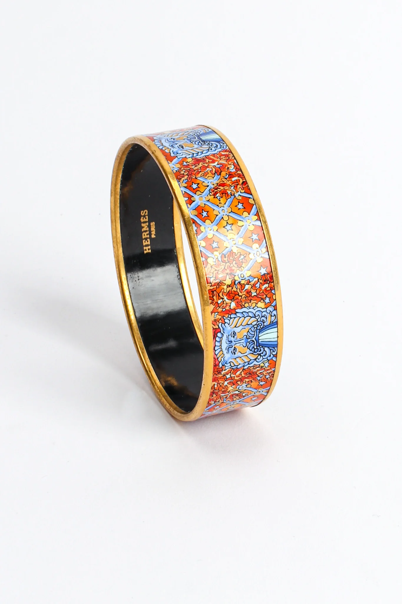 Leaf Motif Lion Wide Enamel Bracelet - Image 5