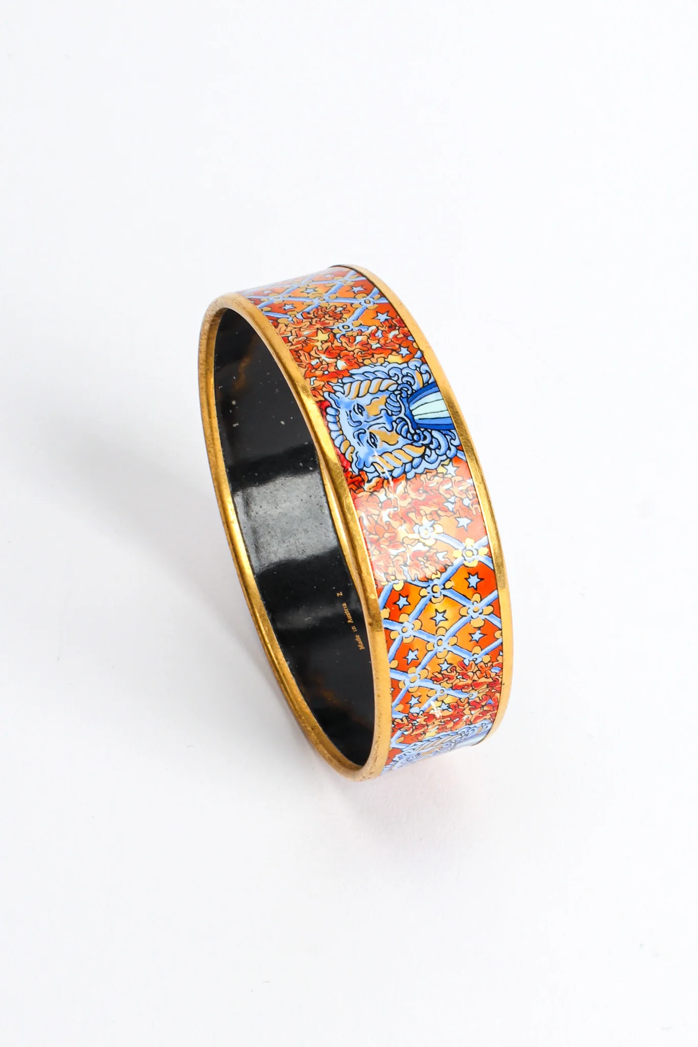 Leaf Motif Lion Wide Enamel Bracelet - Image 6